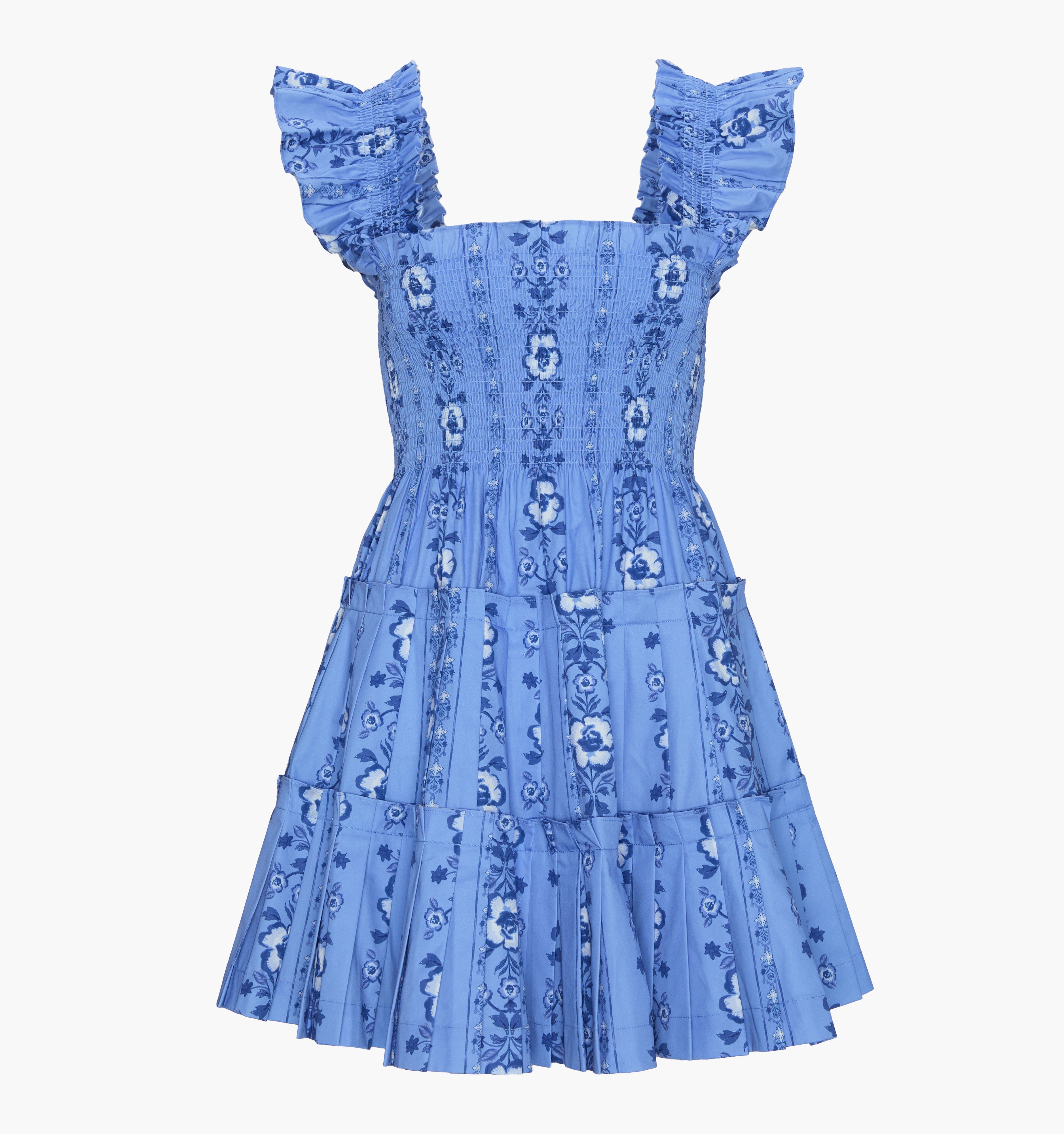 The Charlotte Nap Dress - Blue Arcadia Border