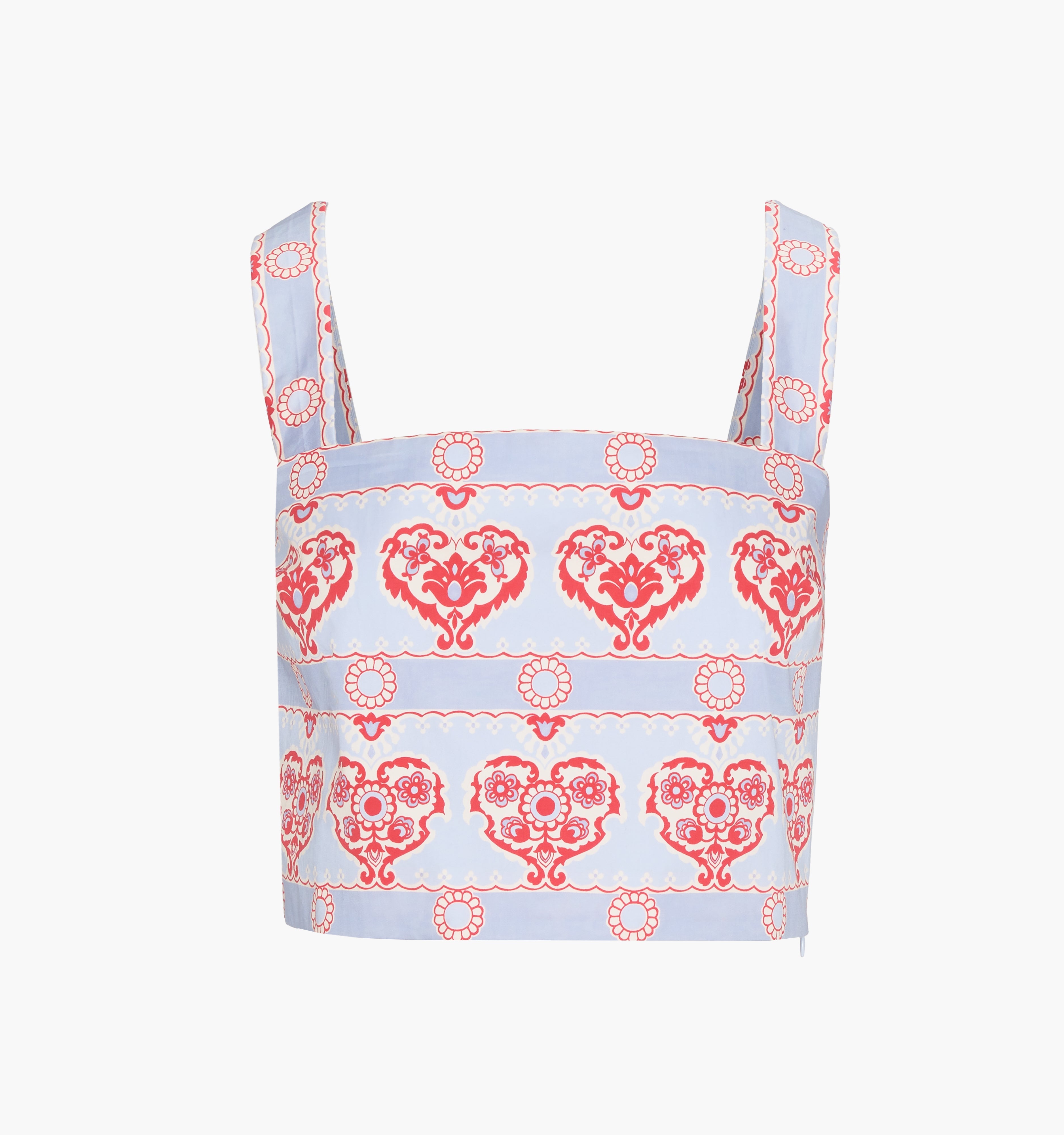 The Clara Crop Top - Poppy Damask Stripe