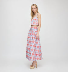 The Clara Crop Top - Poppy Damask Stripe