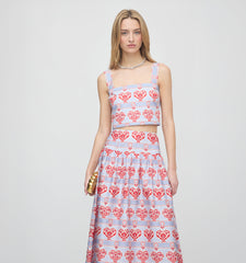 The Clara Crop Top - Poppy Damask Stripe