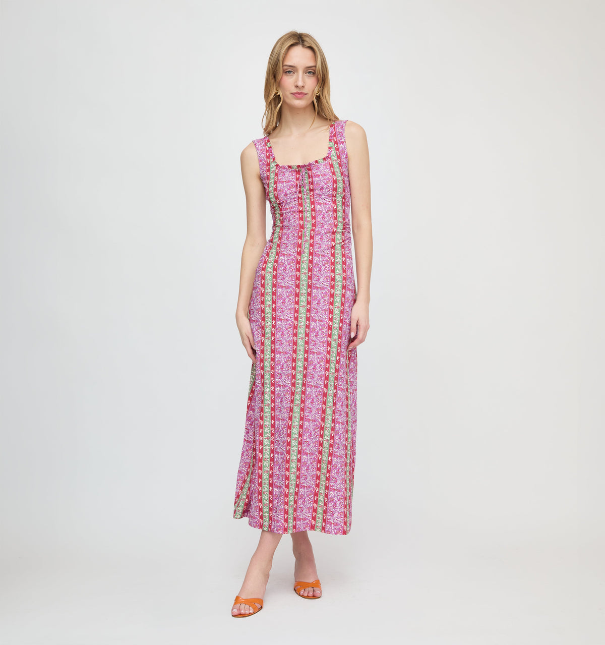 The Coraline Dress - Sunset Etched Floral Stripe