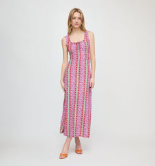 The Coraline Dress - Sunset Etched Floral Stripe