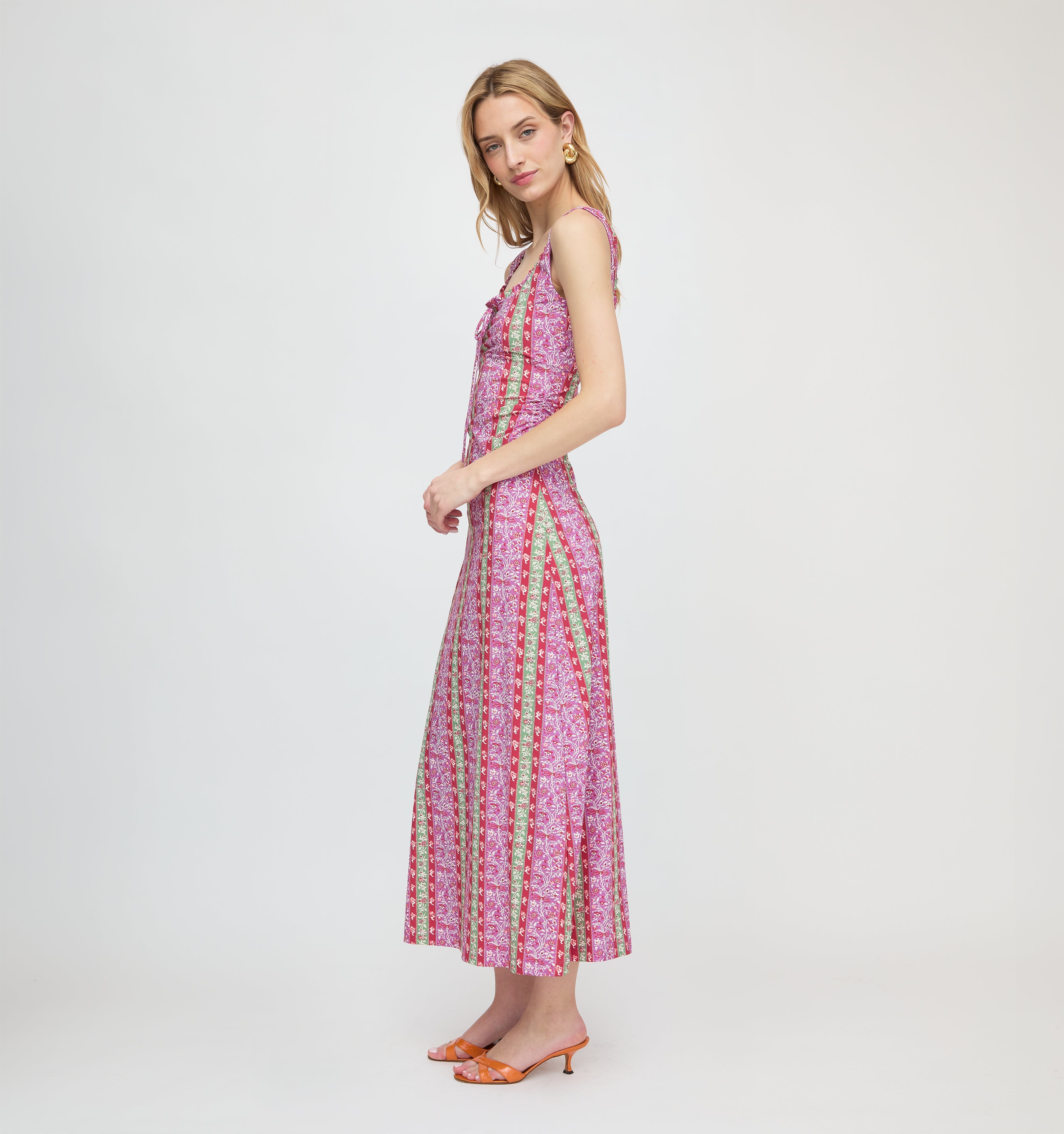 The Coraline Dress - Sunset Etched Floral Stripe