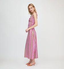 The Coraline Dress - Sunset Etched Floral Stripe
