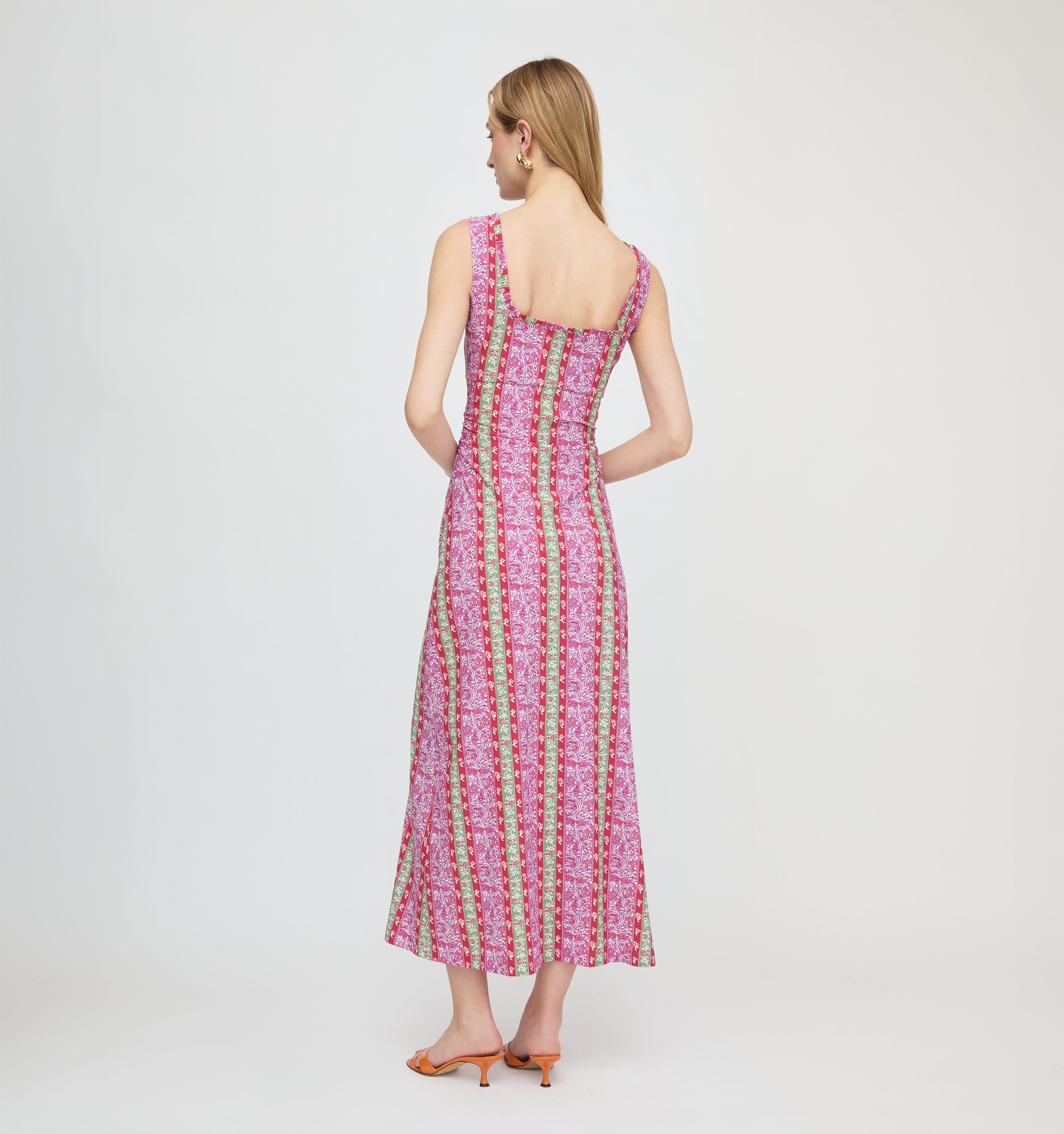 The Coraline Dress - Sunset Etched Floral Stripe