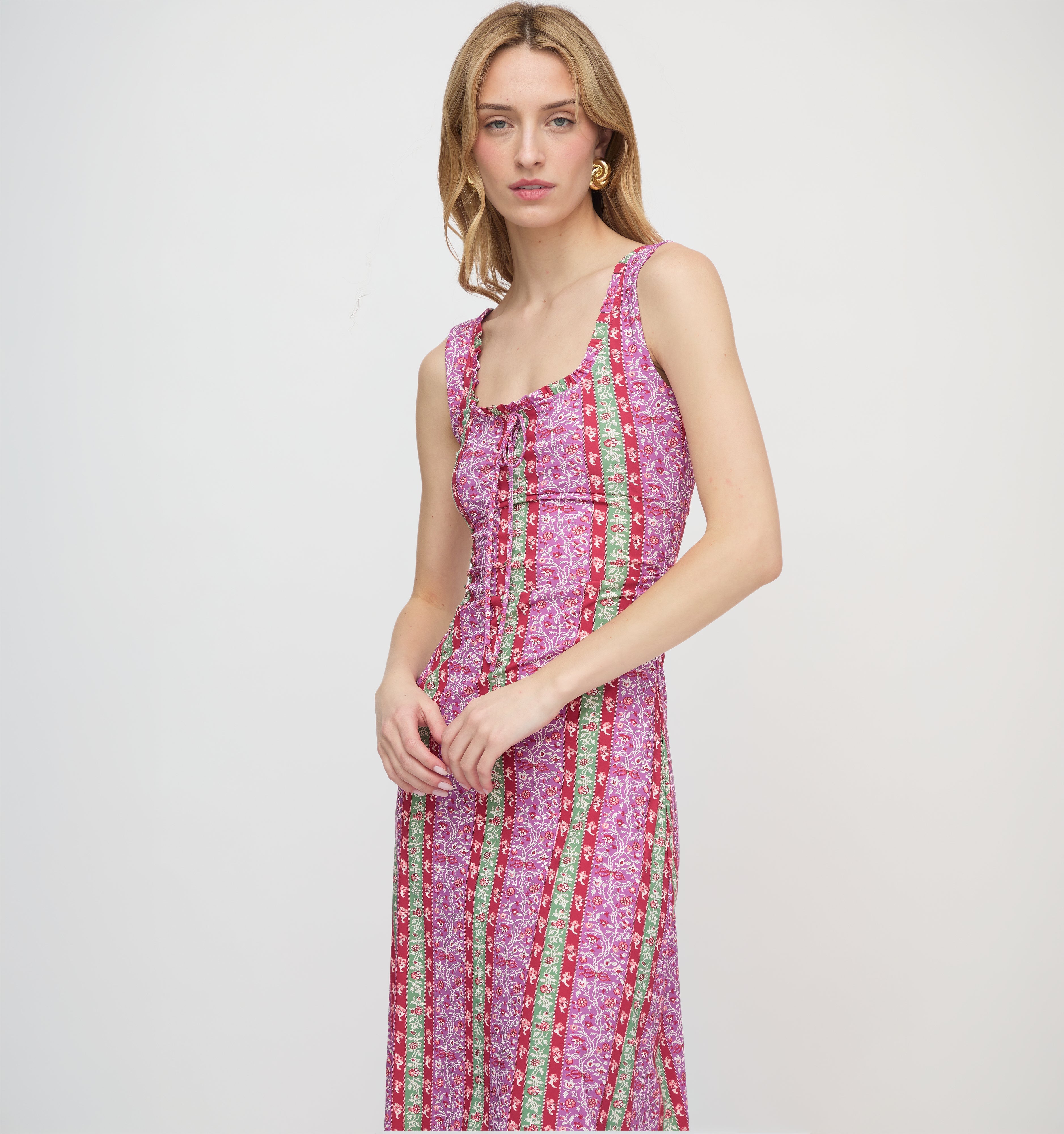 The Coraline Dress - Sunset Etched Floral Stripe