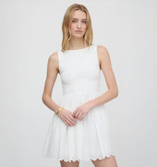 The Cosima Mini Nap Dress - White Trellis Broderie
