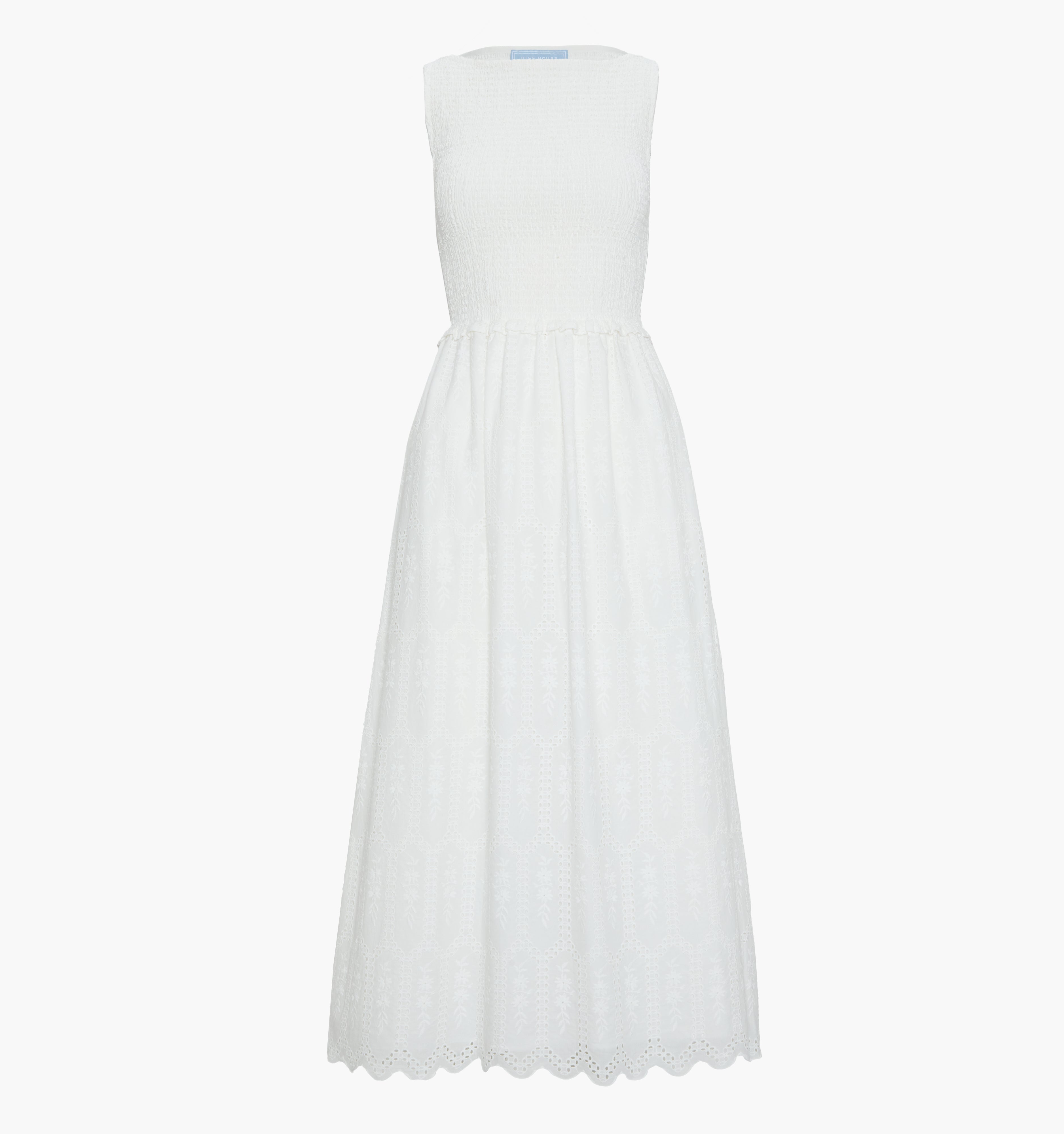 The Christina Nap Dress - White Trellis Broderie