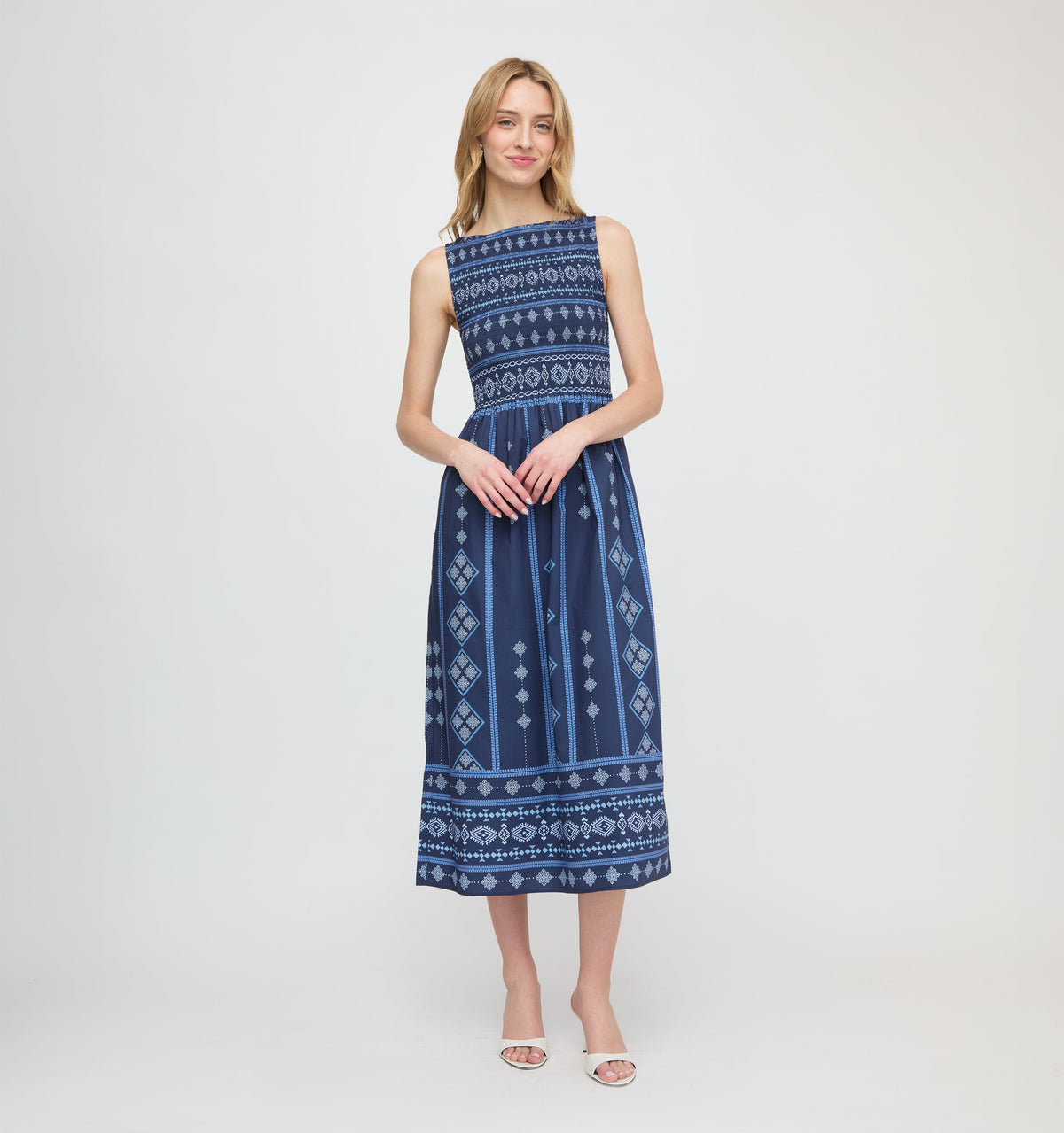 The Cosima Nap Dress - Navy Diamond Batik