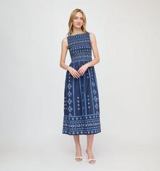 The Cosima Nap Dress - Navy Diamond Batik