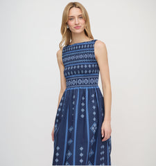 The Cosima Nap Dress - Navy Diamond Batik