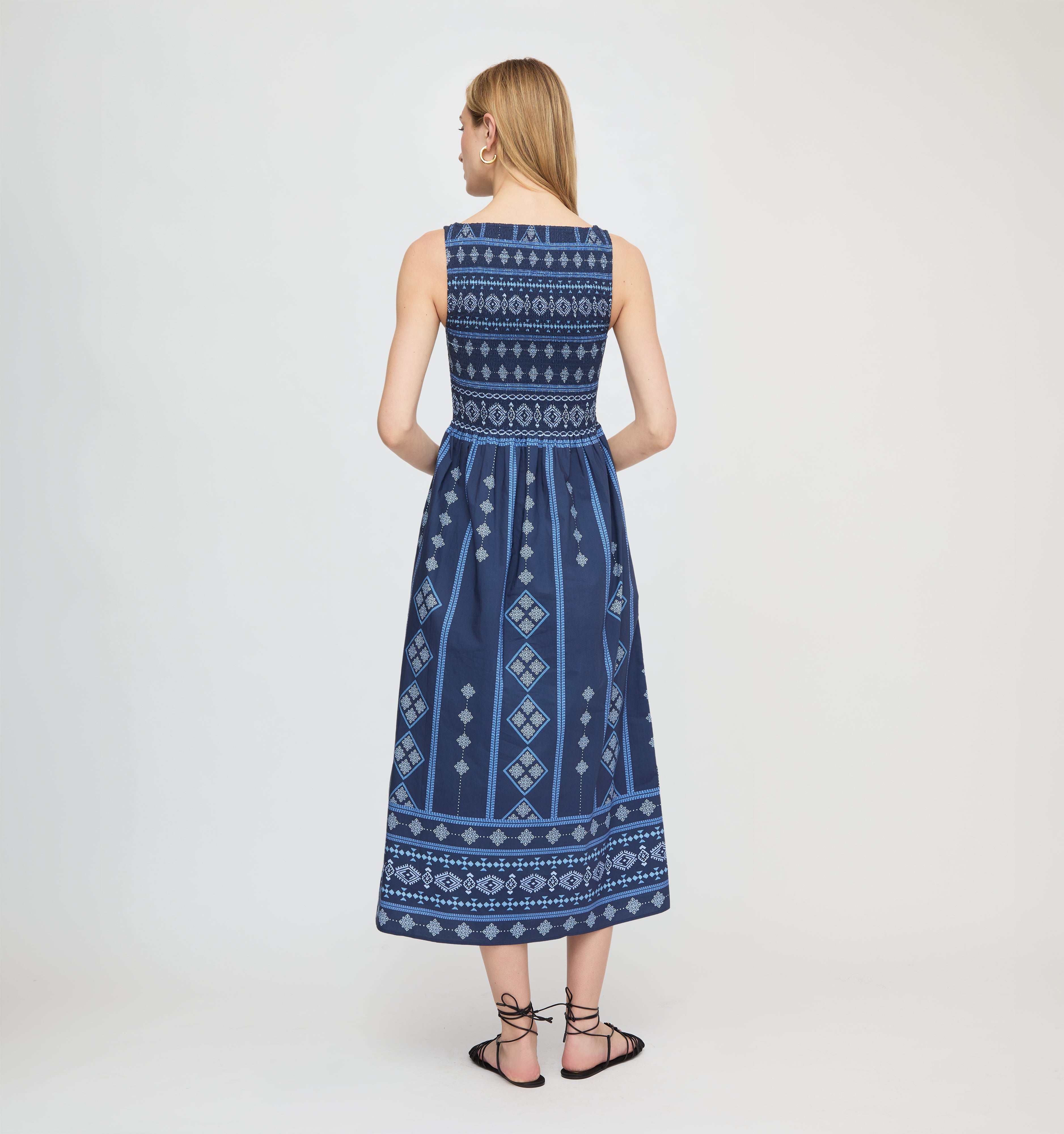 The Cosima Nap Dress - Navy Diamond Batik