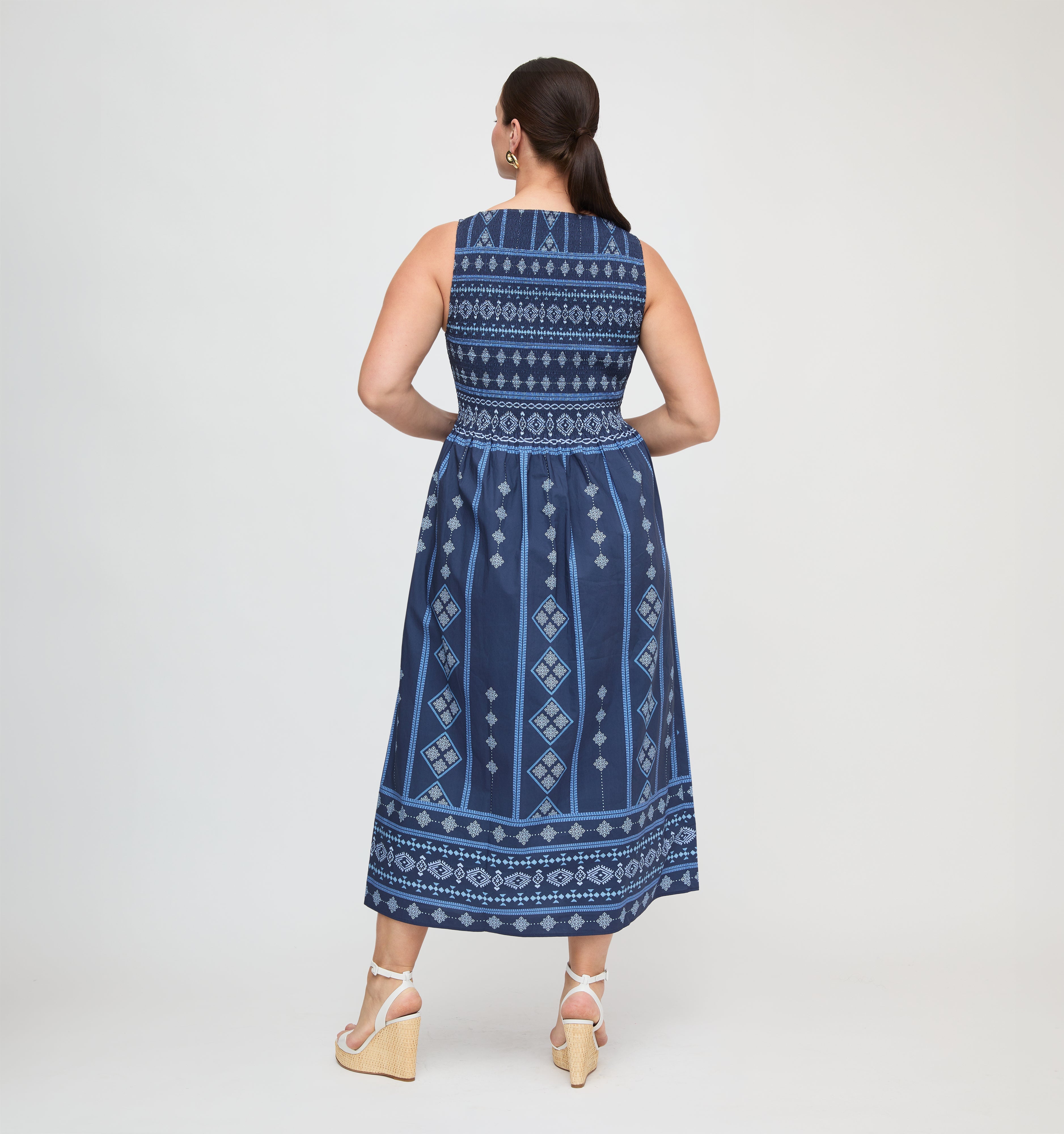 The Cosima Nap Dress - Navy Diamond Batik