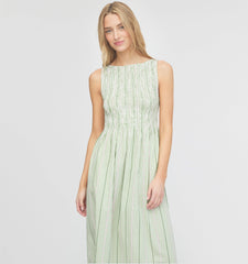 The Cosima Nap Dress - Green Jacquard Stripe