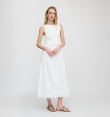 The Christina Nap Dress - White Trellis Broderie