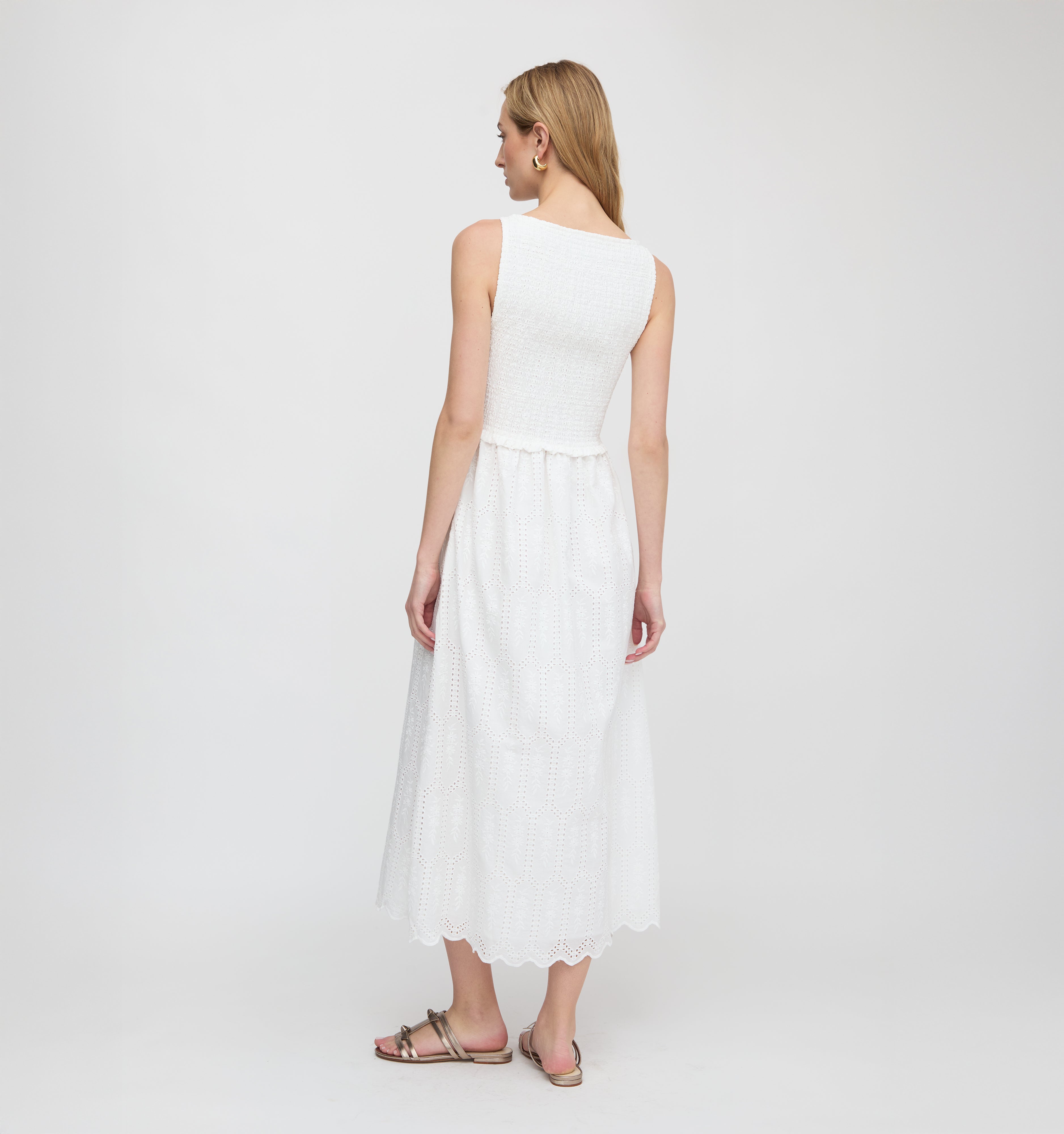 The Christina Nap Dress - White Trellis Broderie