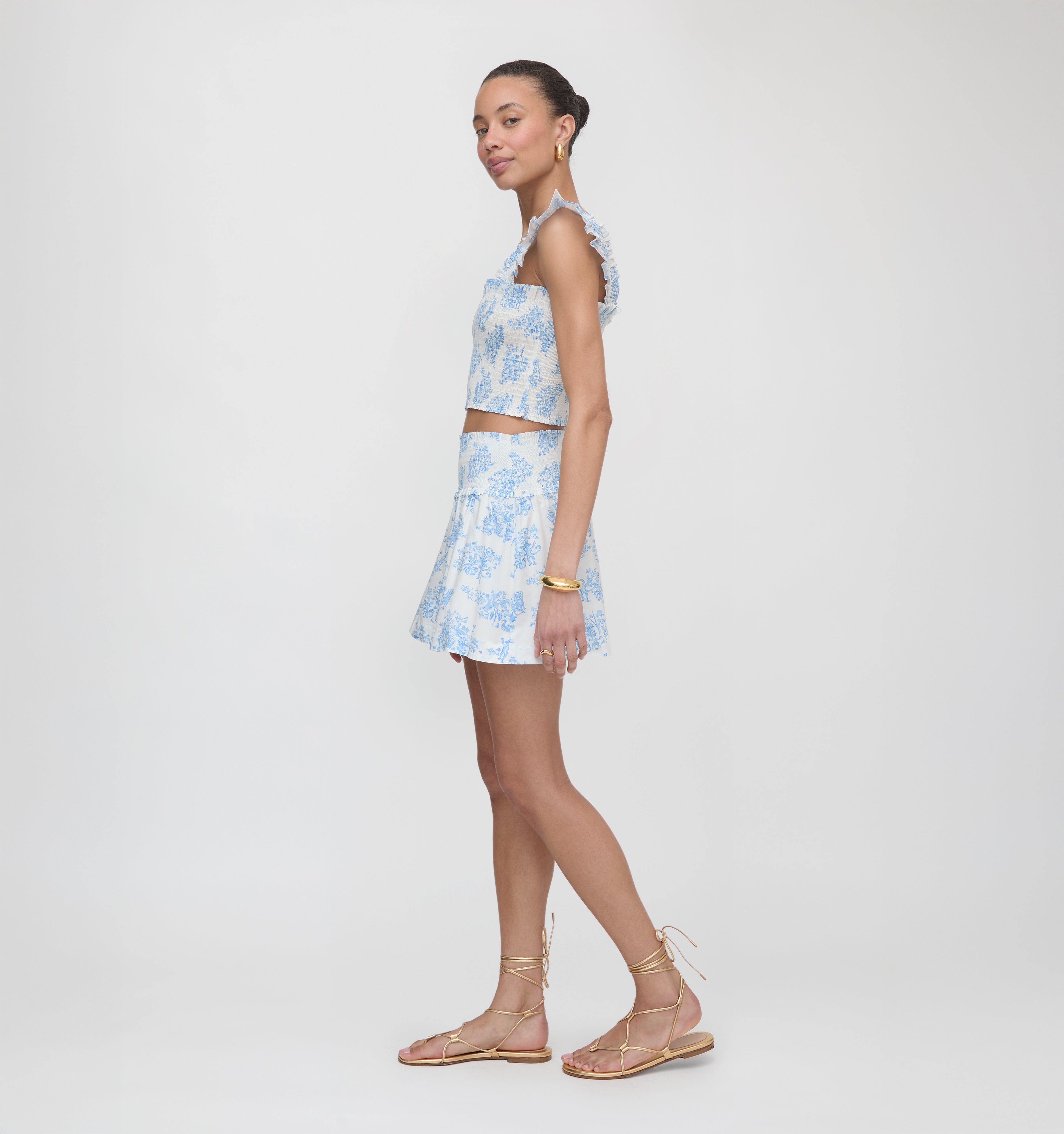 Roller Rabbit x Hill House The Delphine Mini Nap Skirt - Blue Sherwood Forest Monkey