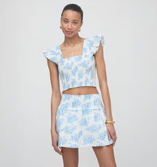 Roller Rabbit x Hill House The Delphine Mini Nap Skirt - Blue Sherwood Forest Monkey