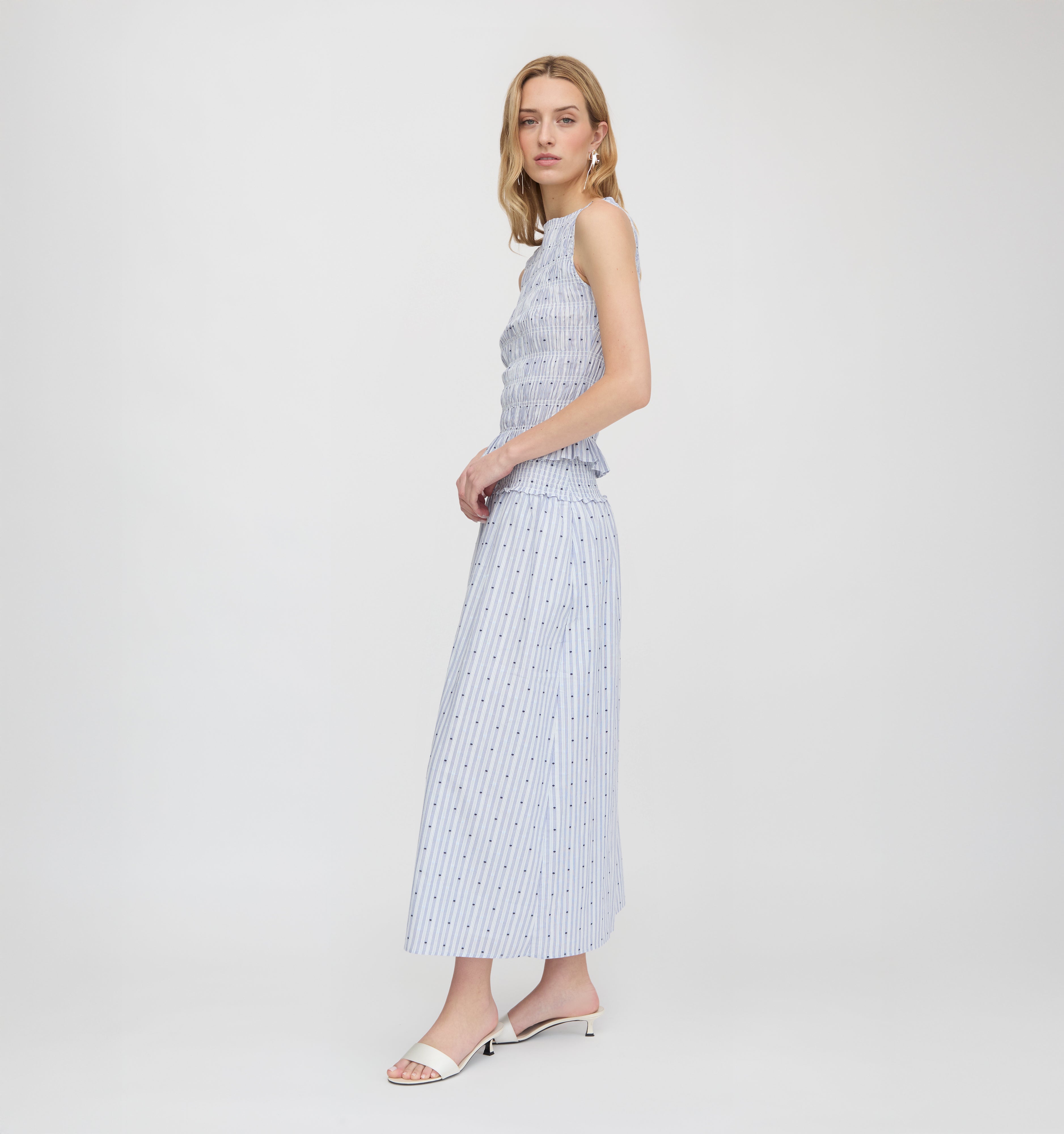 The Delphine Nap Skirt - Blue Swiss Dot