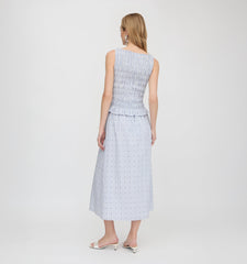 The Delphine Nap Skirt - Blue Swiss Dot