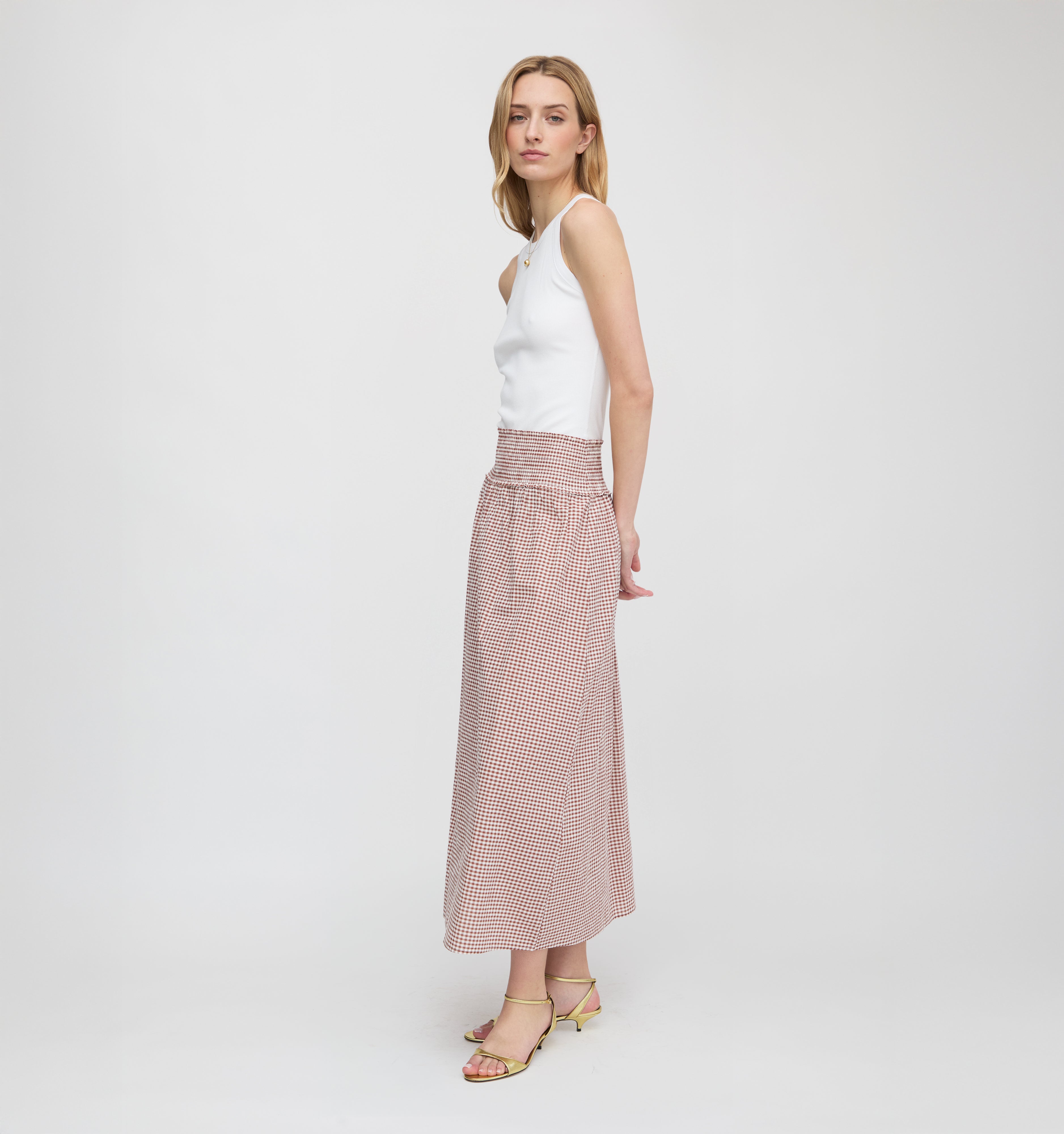 The Delphine Nap Skirt - Cognac Gingham
