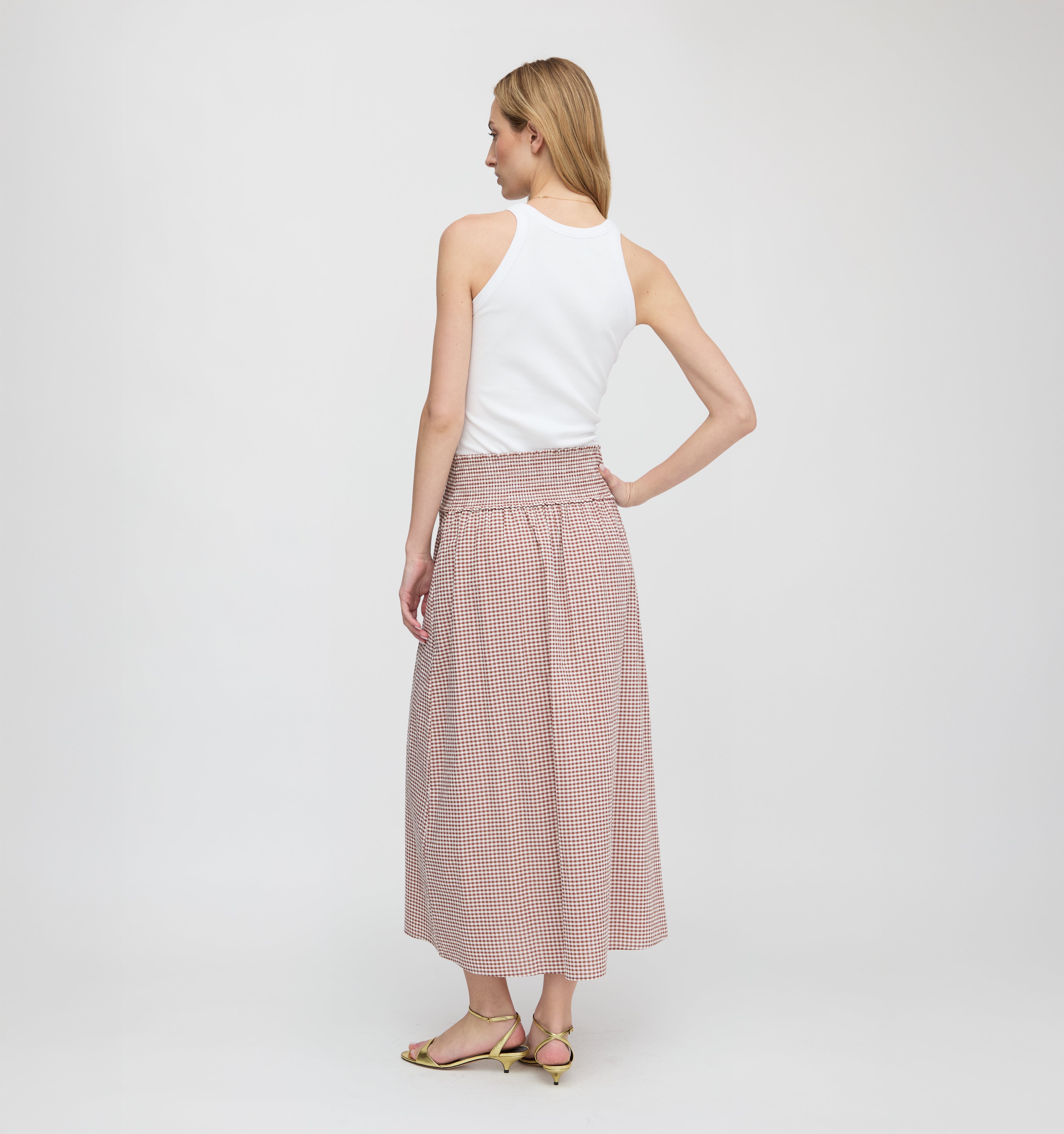 The Delphine Nap Skirt - Cognac Gingham