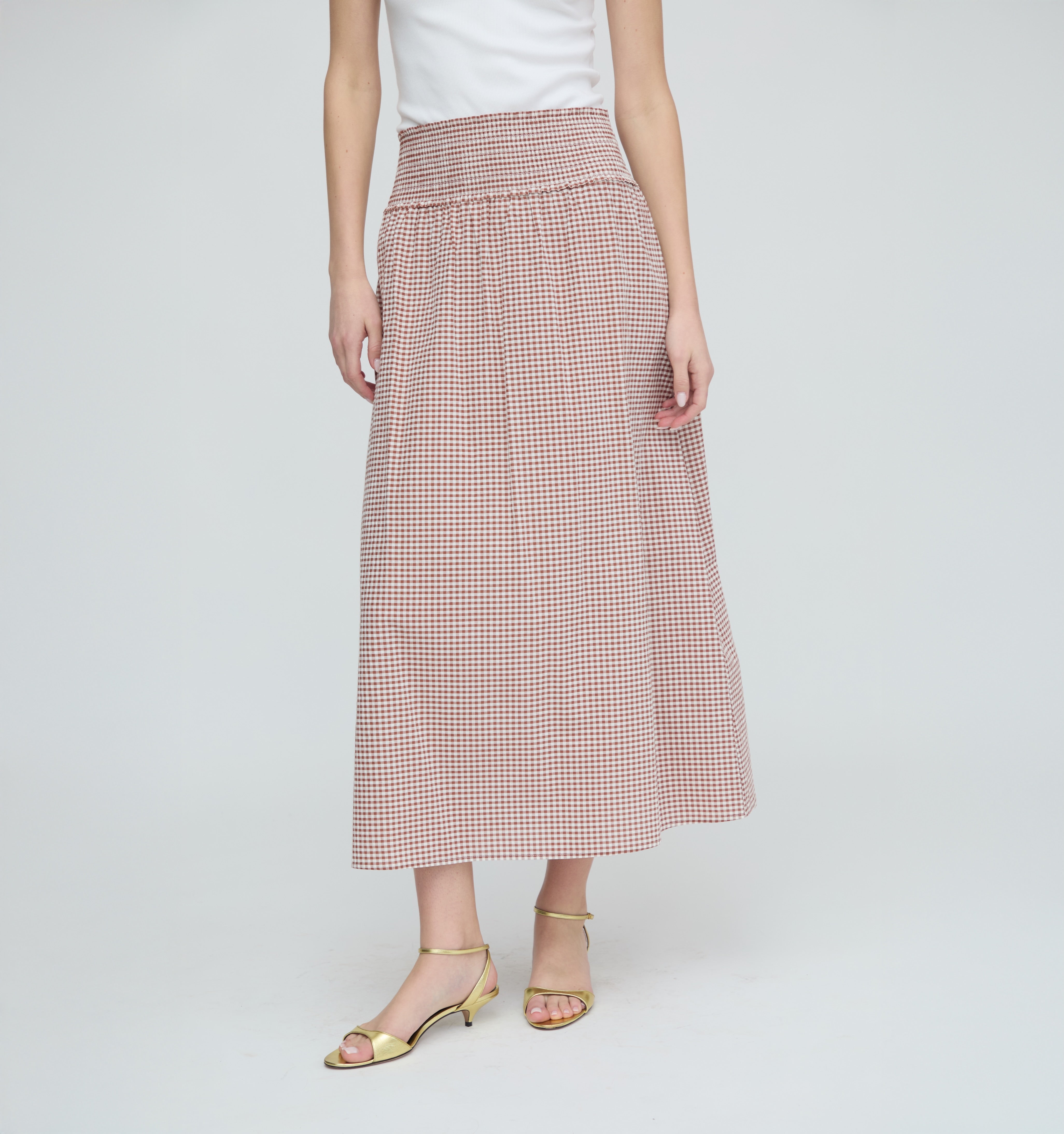 The Delphine Nap Skirt - Cognac Gingham