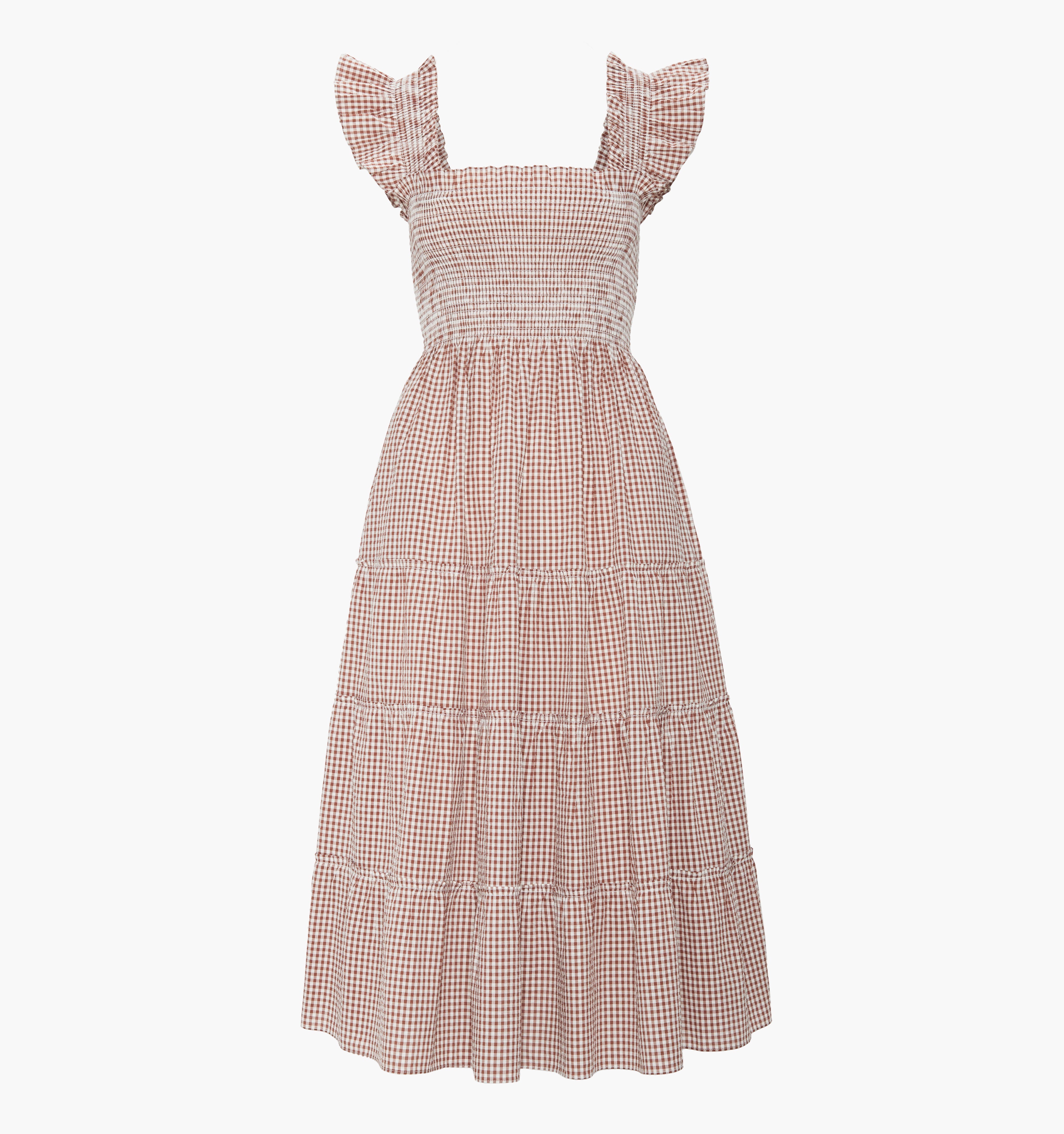 The Ellie Nap Dress - Cognac Gingham
