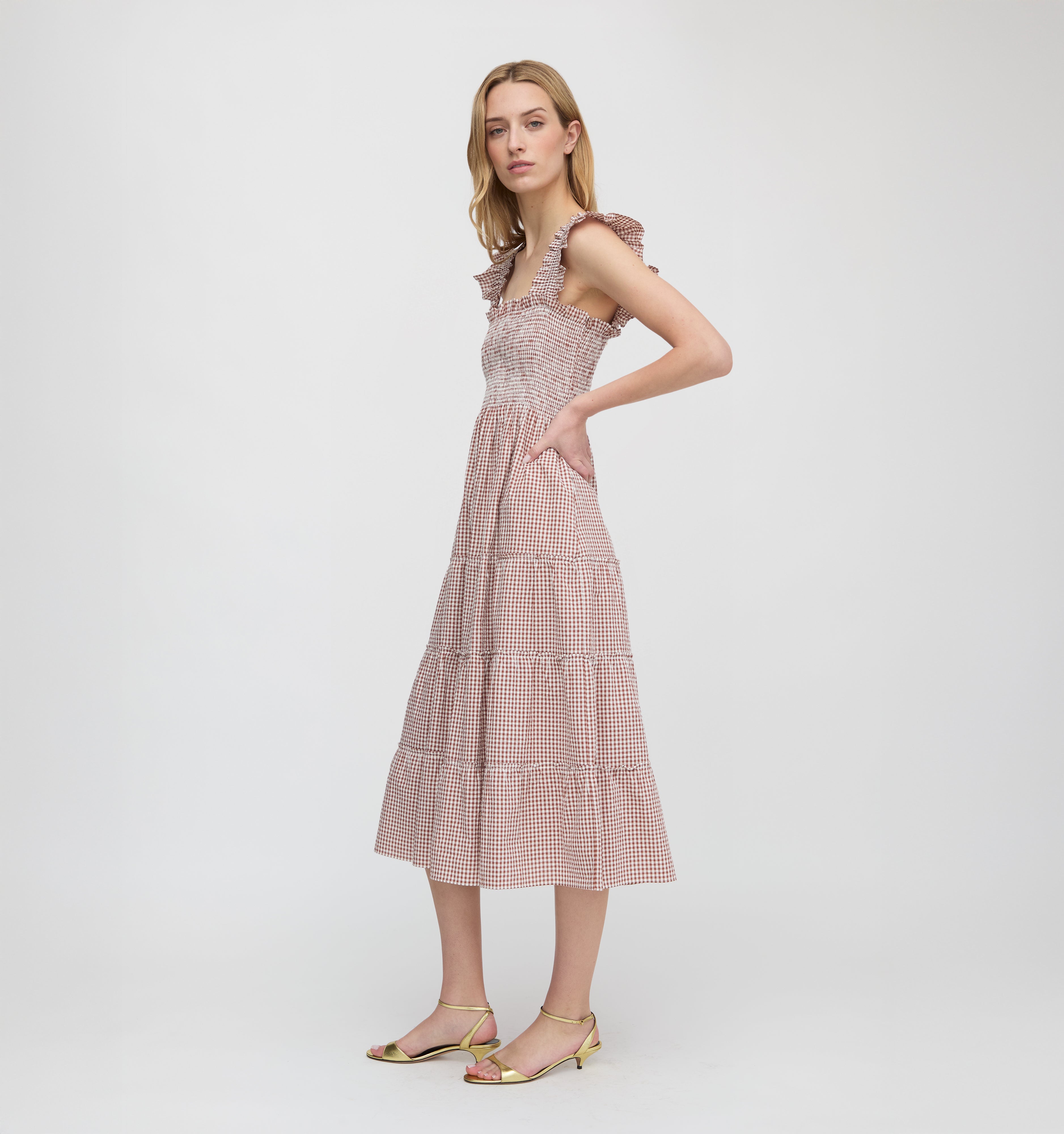 The Ellie Nap Dress - Cognac Gingham