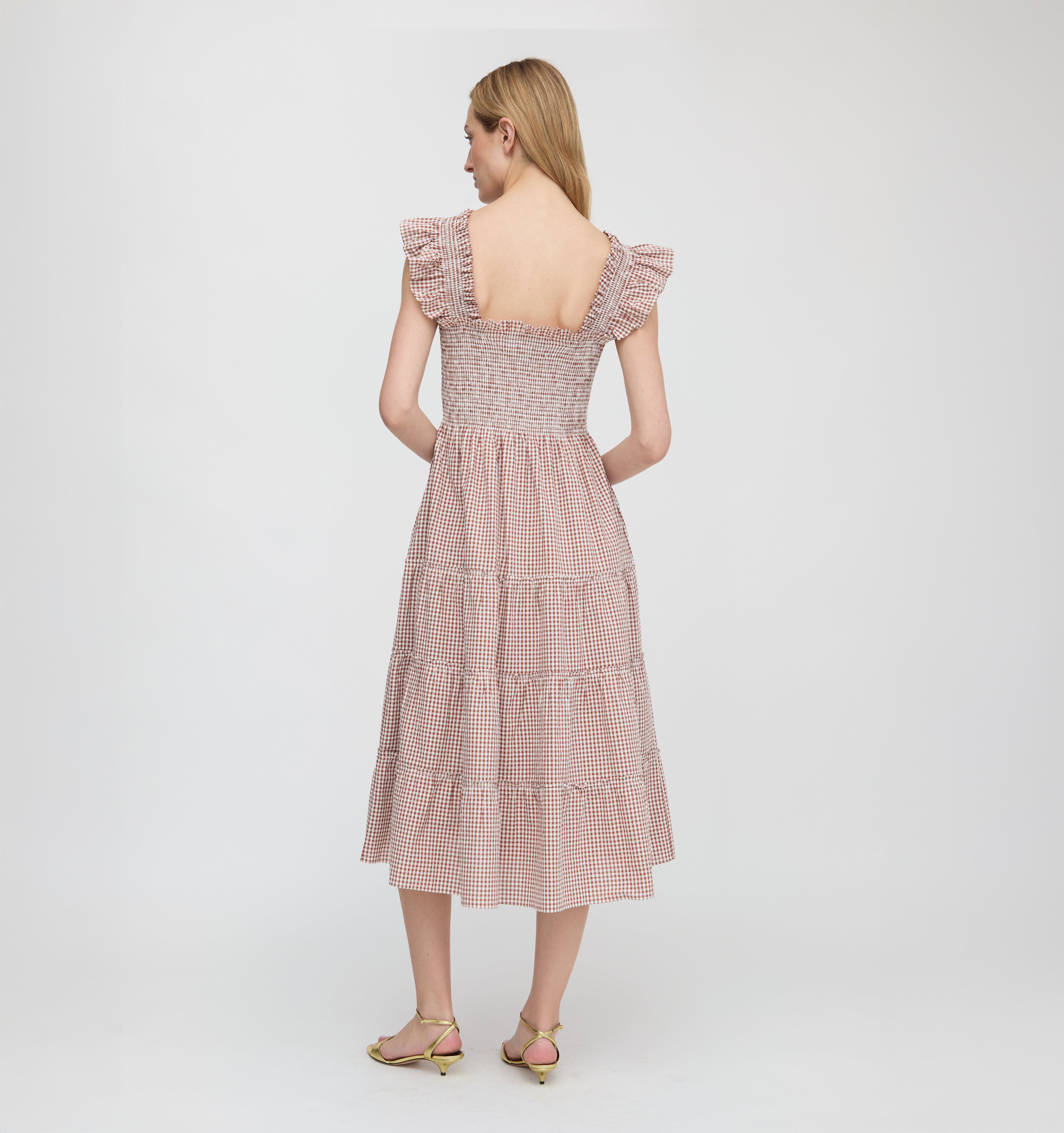 The Ellie Nap Dress - Cognac Gingham
