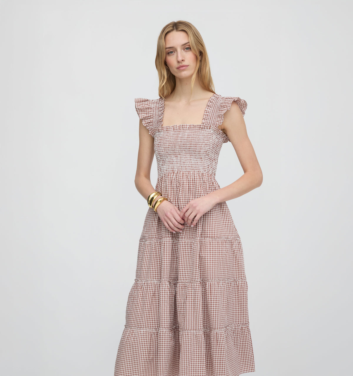 The Ellie Nap Dress - Cognac Gingham