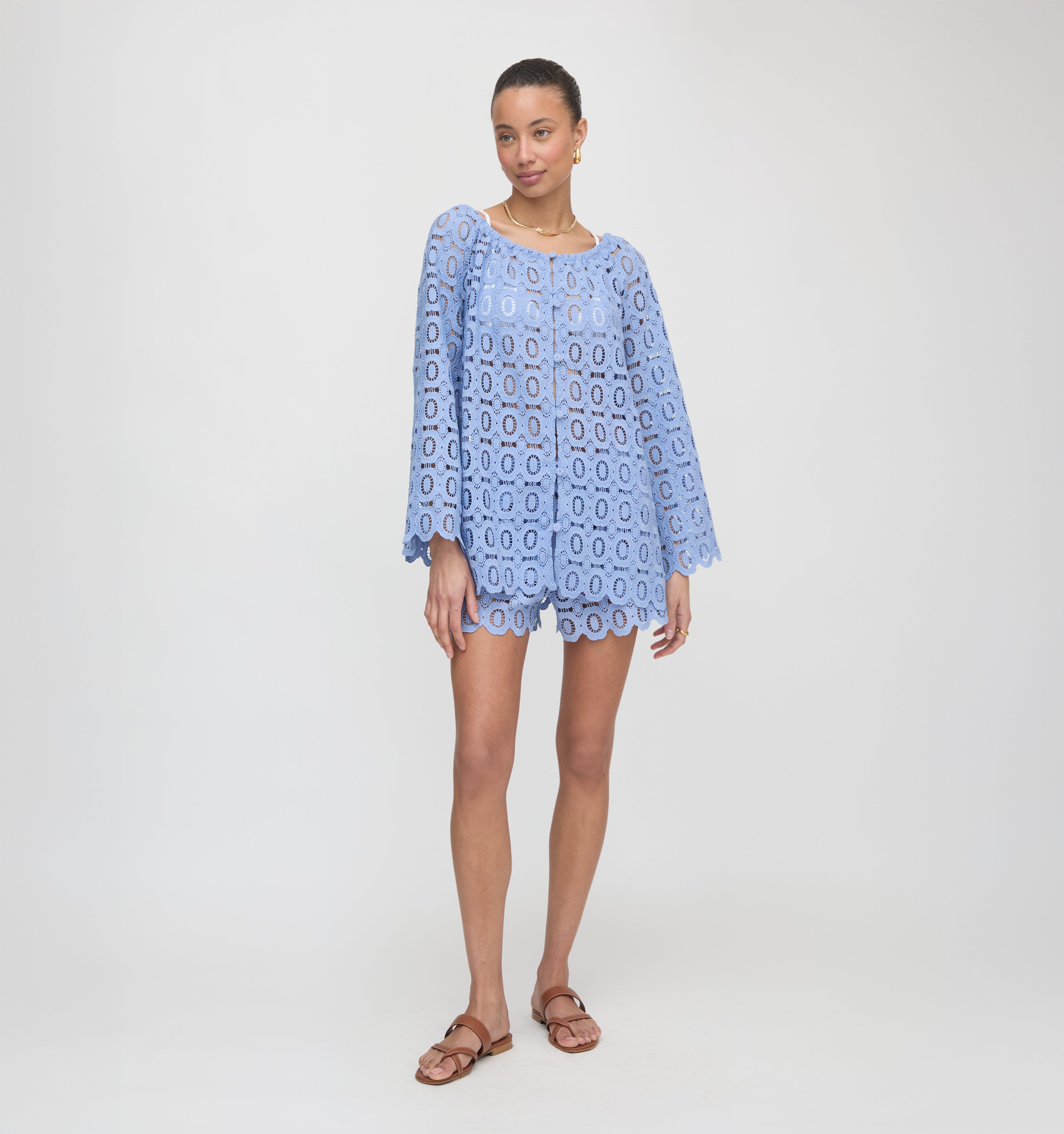 The Enella Tunic - Cornflower Lace