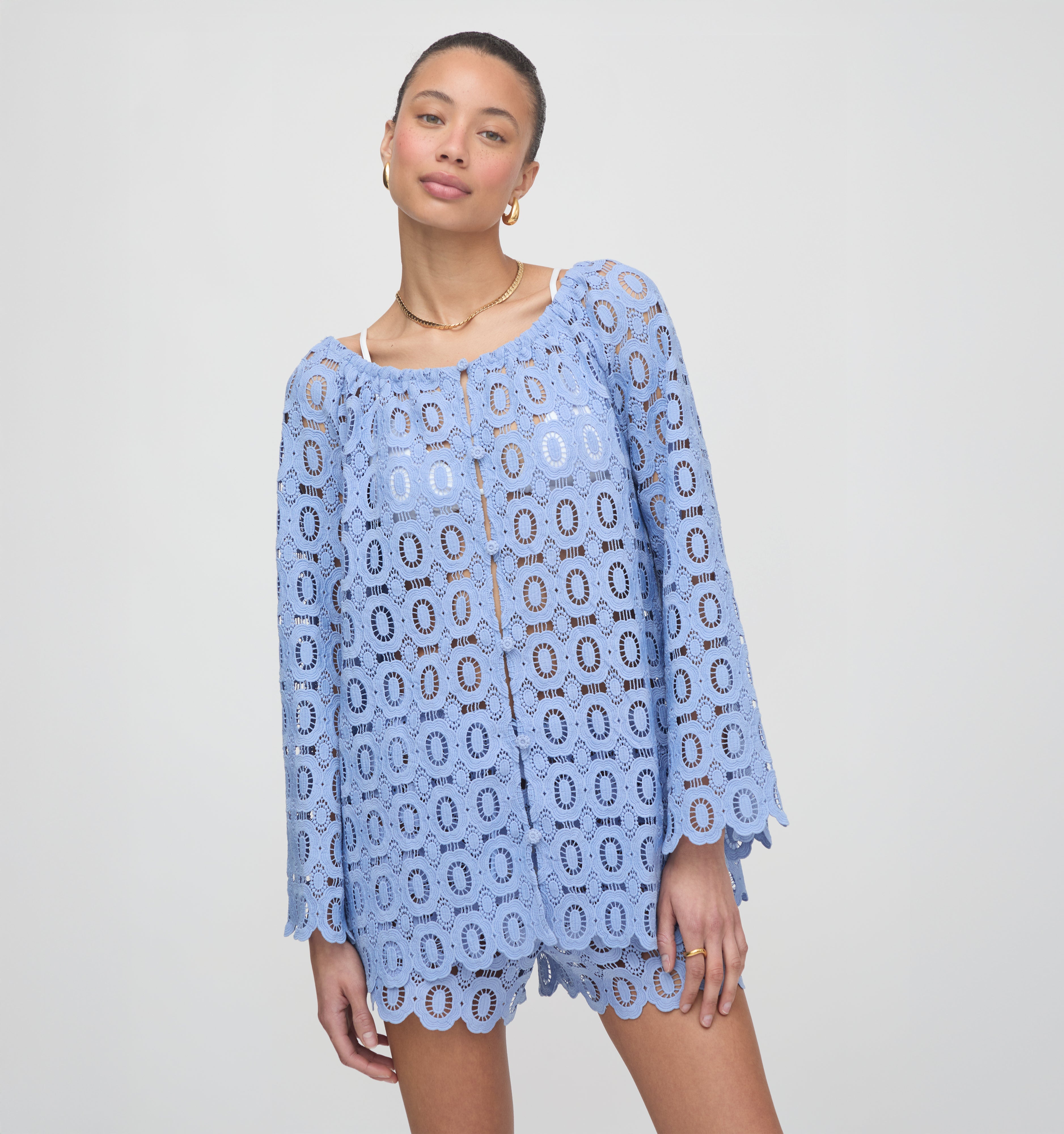 The Kaya Short - Cornflower Lace