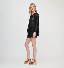 The Enella Tunic - Black Broderie