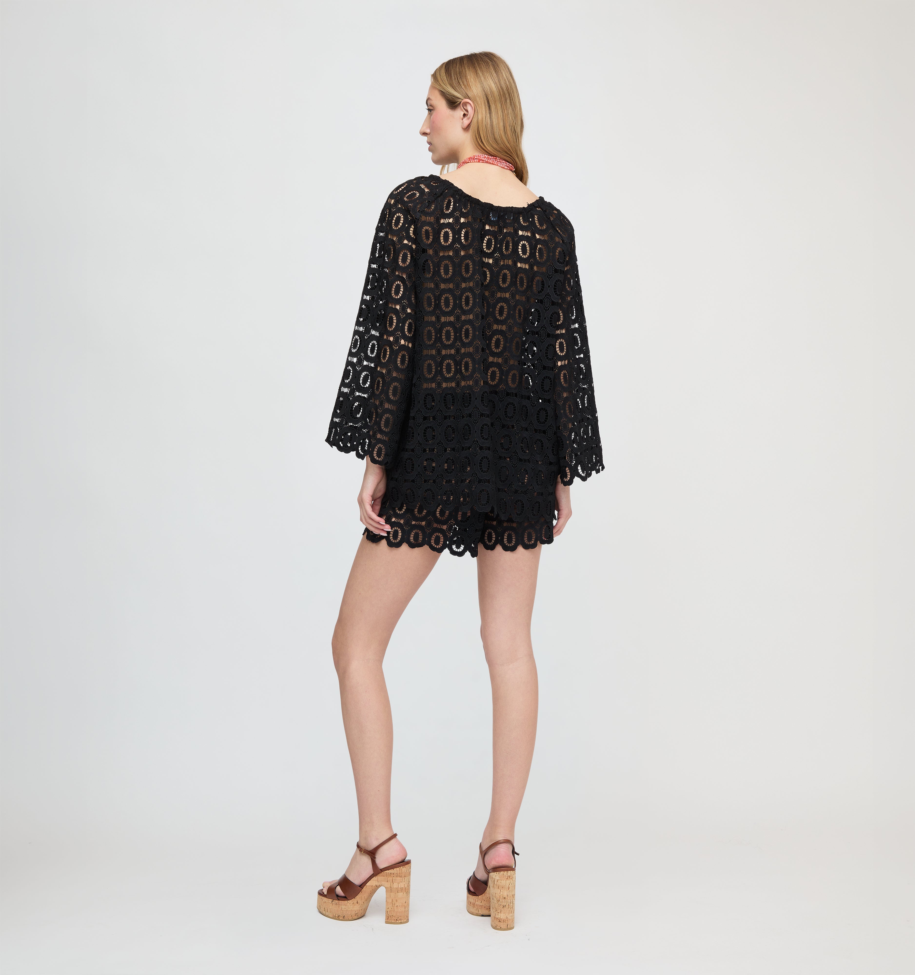 The Enella Tunic - Black Broderie