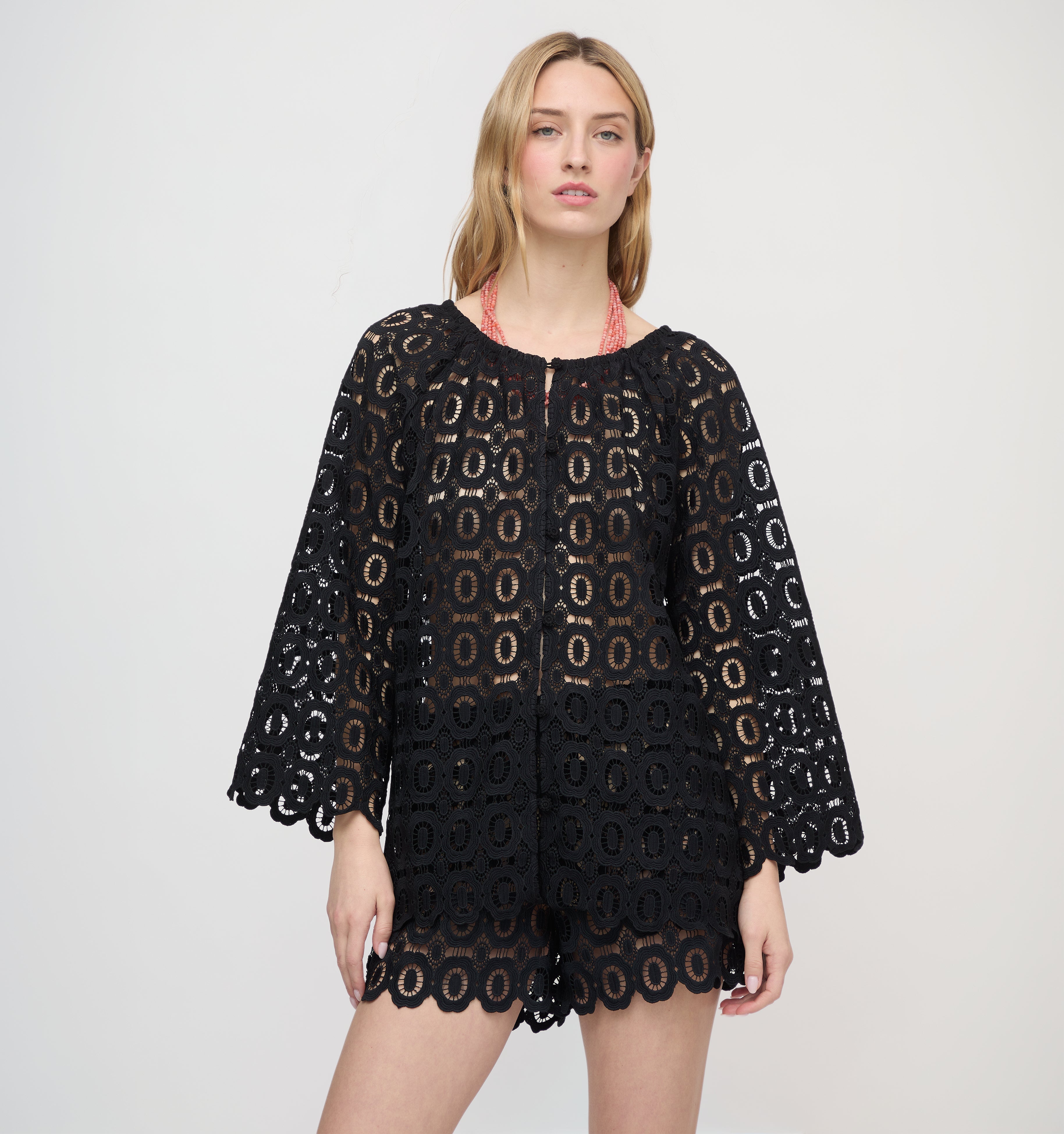 The Enella Tunic - Black Broderie
