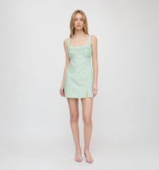 The Eviana Dress - Blue/Green Stripe