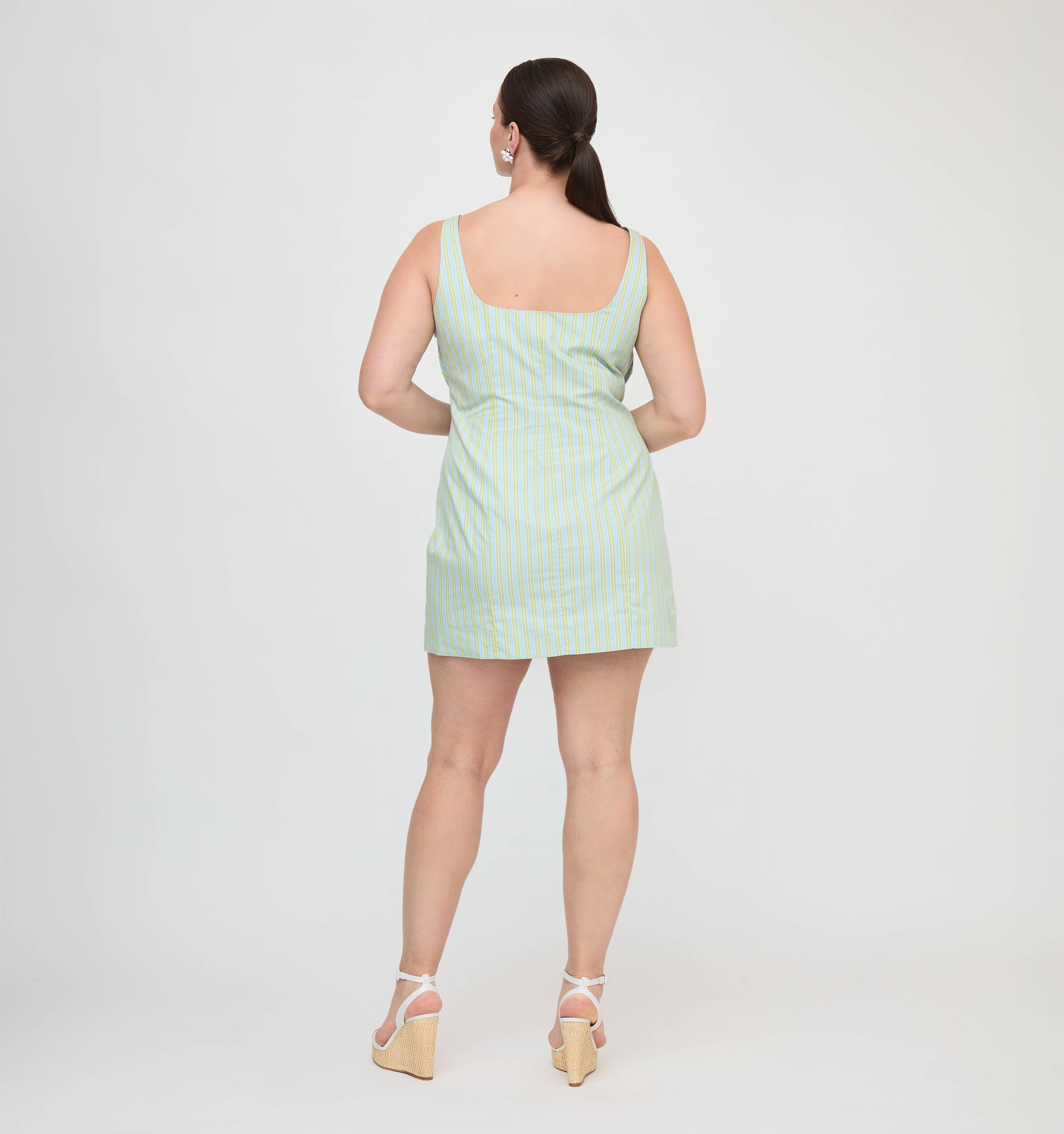 The Eviana Dress - Blue/Green Stripe