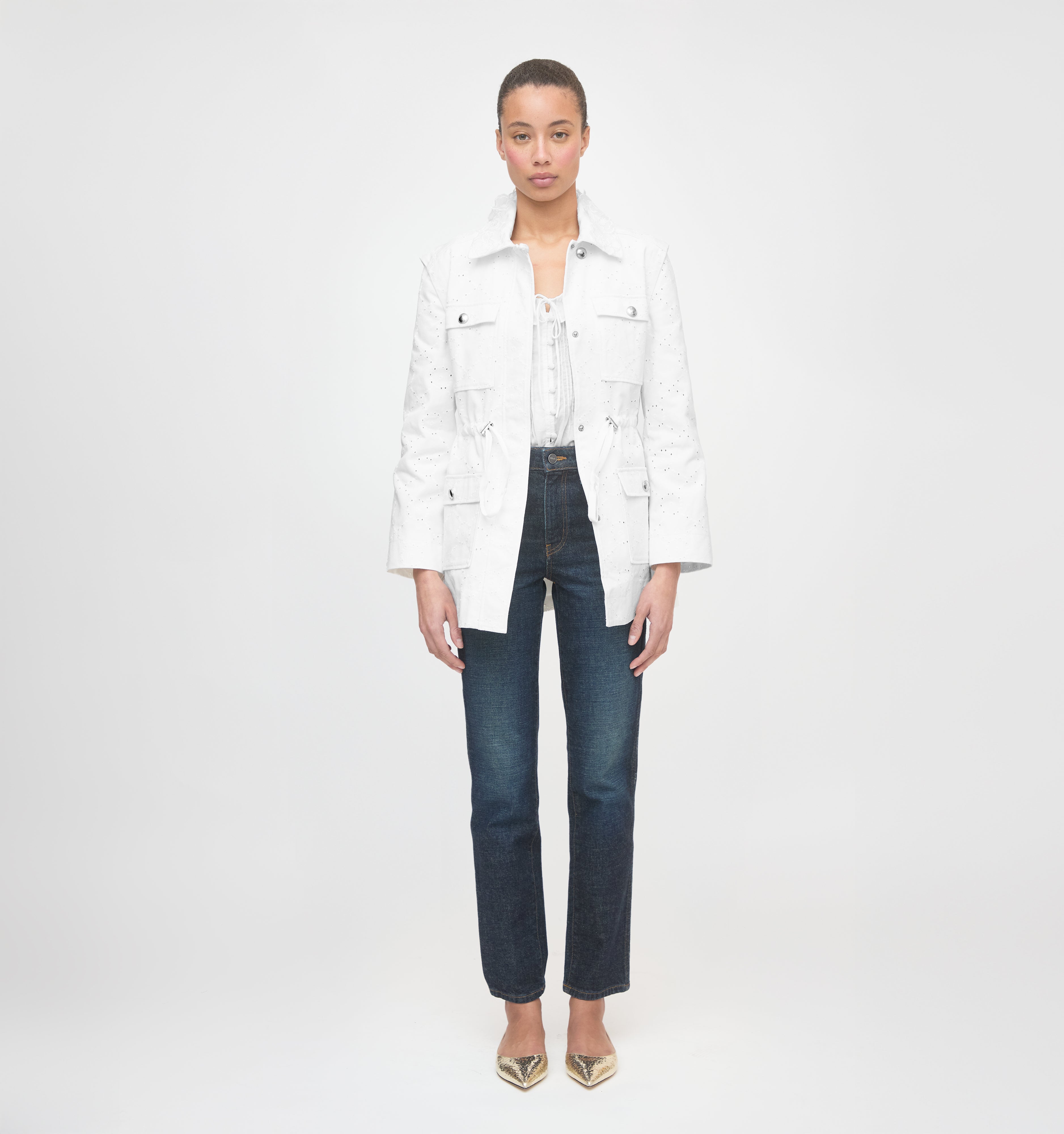The Gillian Jacket - Ivory Eyelet
