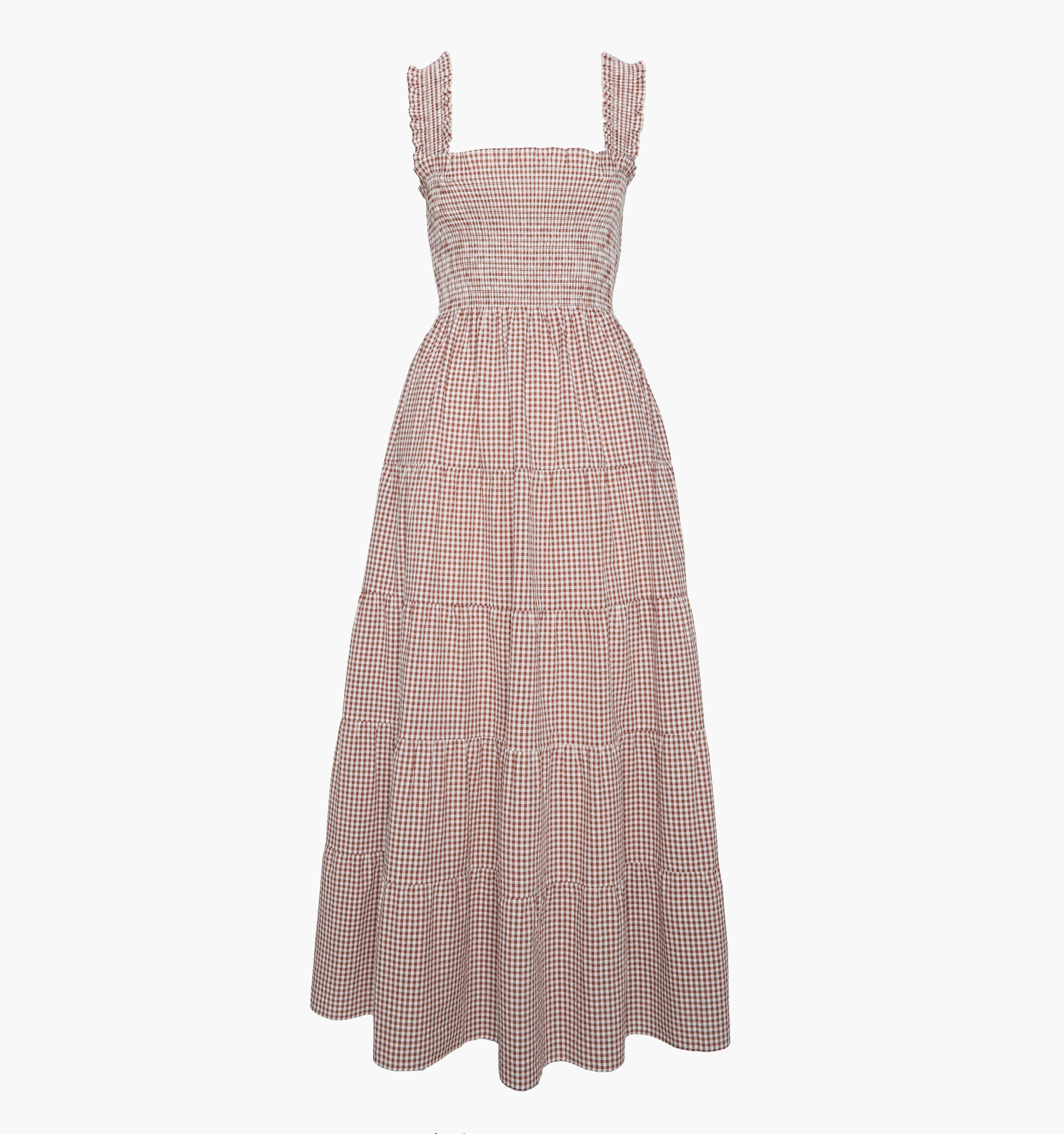 The Goldie Nap Dress - Cognac Gingham