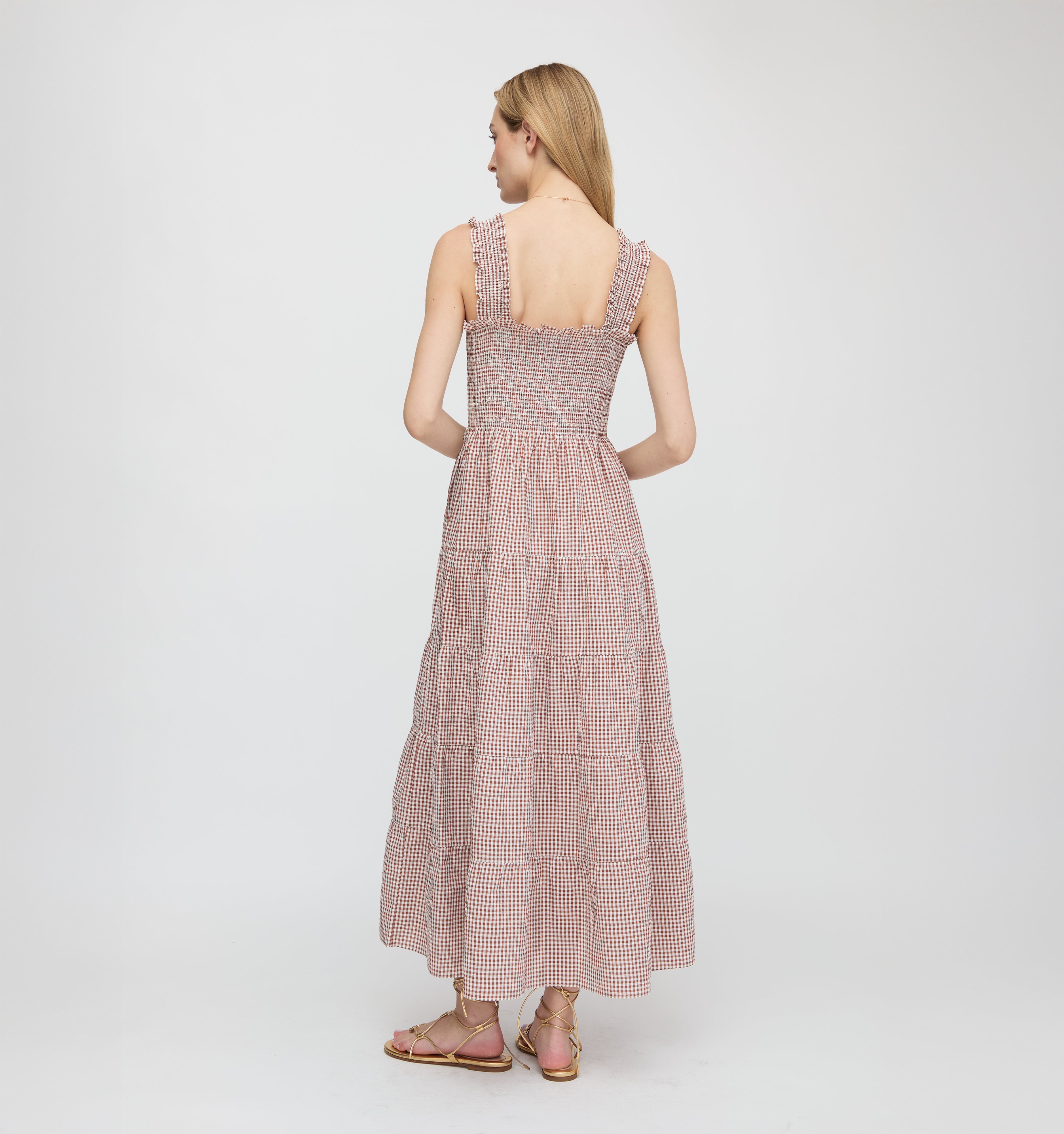 The Goldie Nap Dress - Cognac Gingham