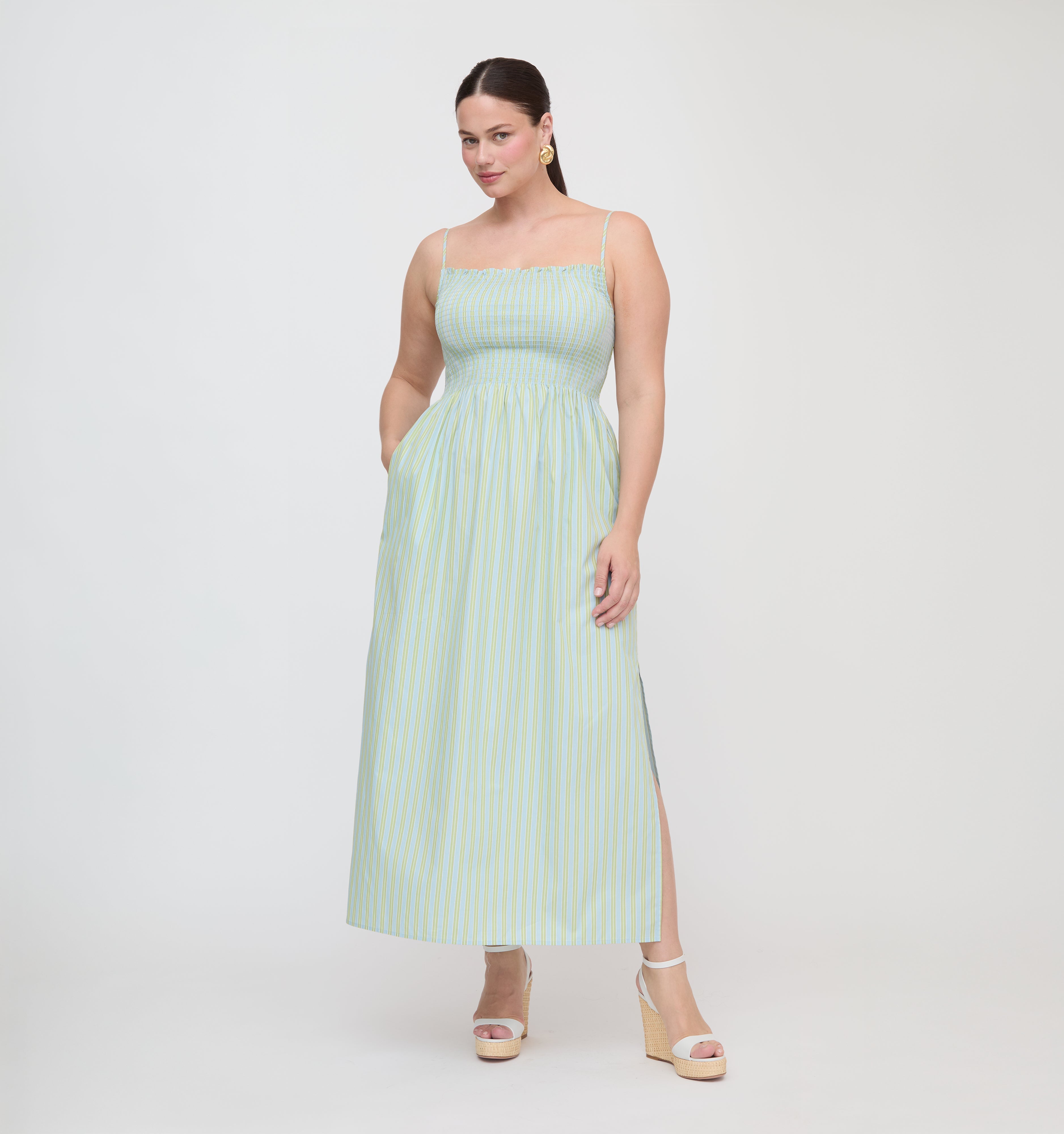 The Isabel Nap Dress - Blue/Green Stripe