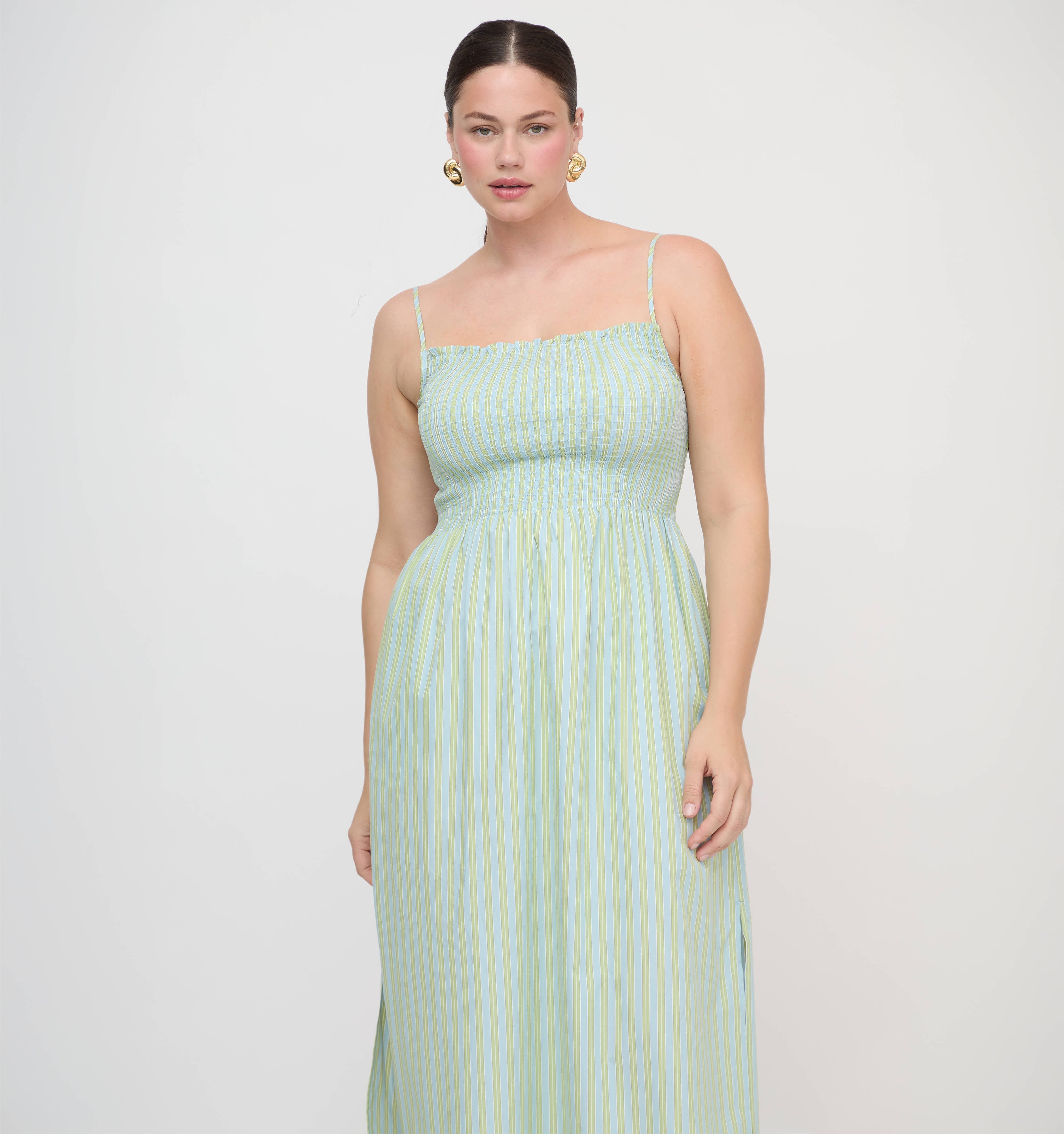The Isabel Nap Dress - Blue/Green Stripe