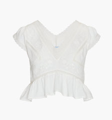 The Jackie Top - White Crisp Voile