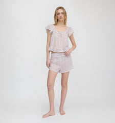 The Josie PJ Set - White Poppy Half Drop