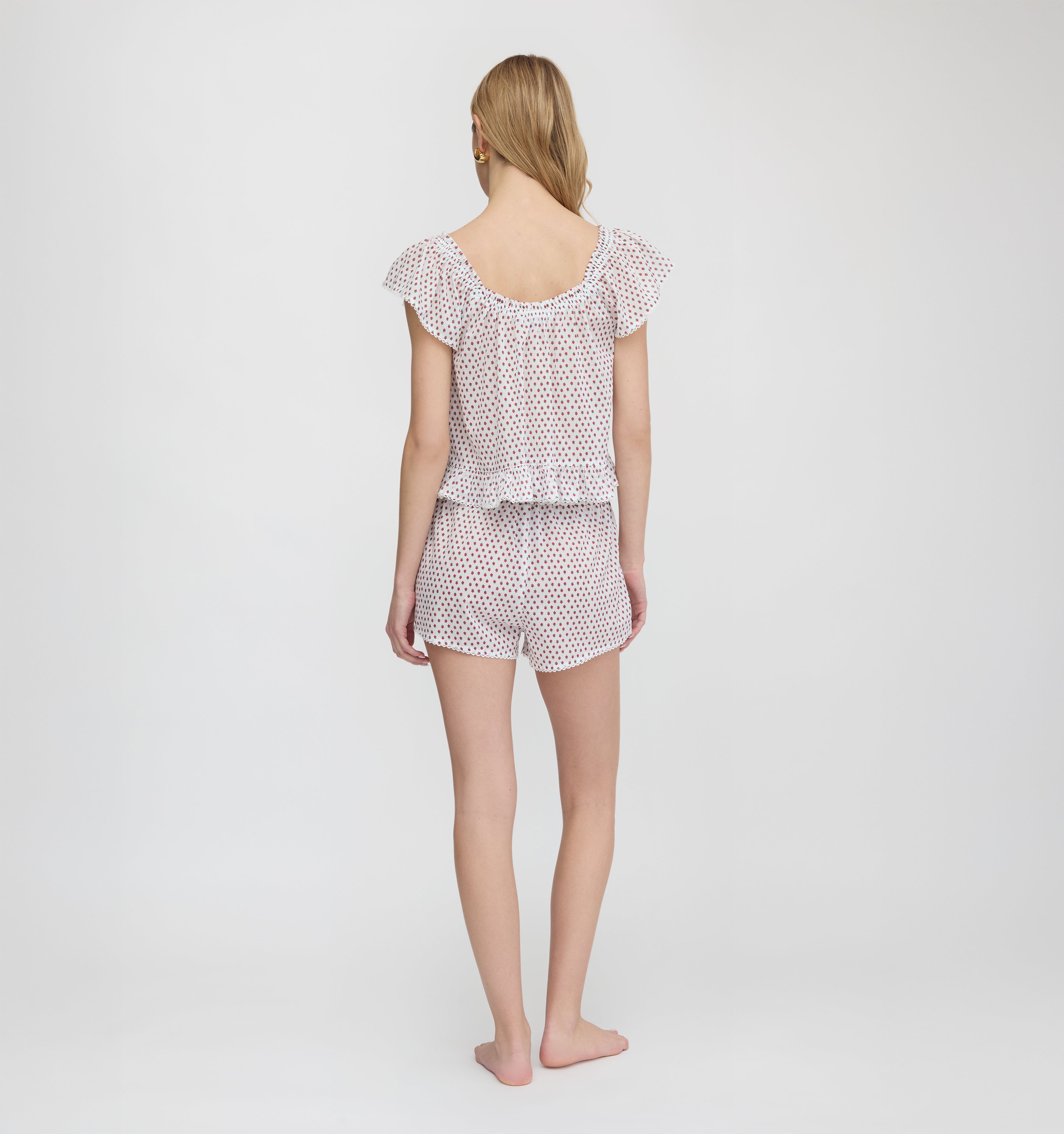 The Josie PJ Set - White Poppy Half Drop