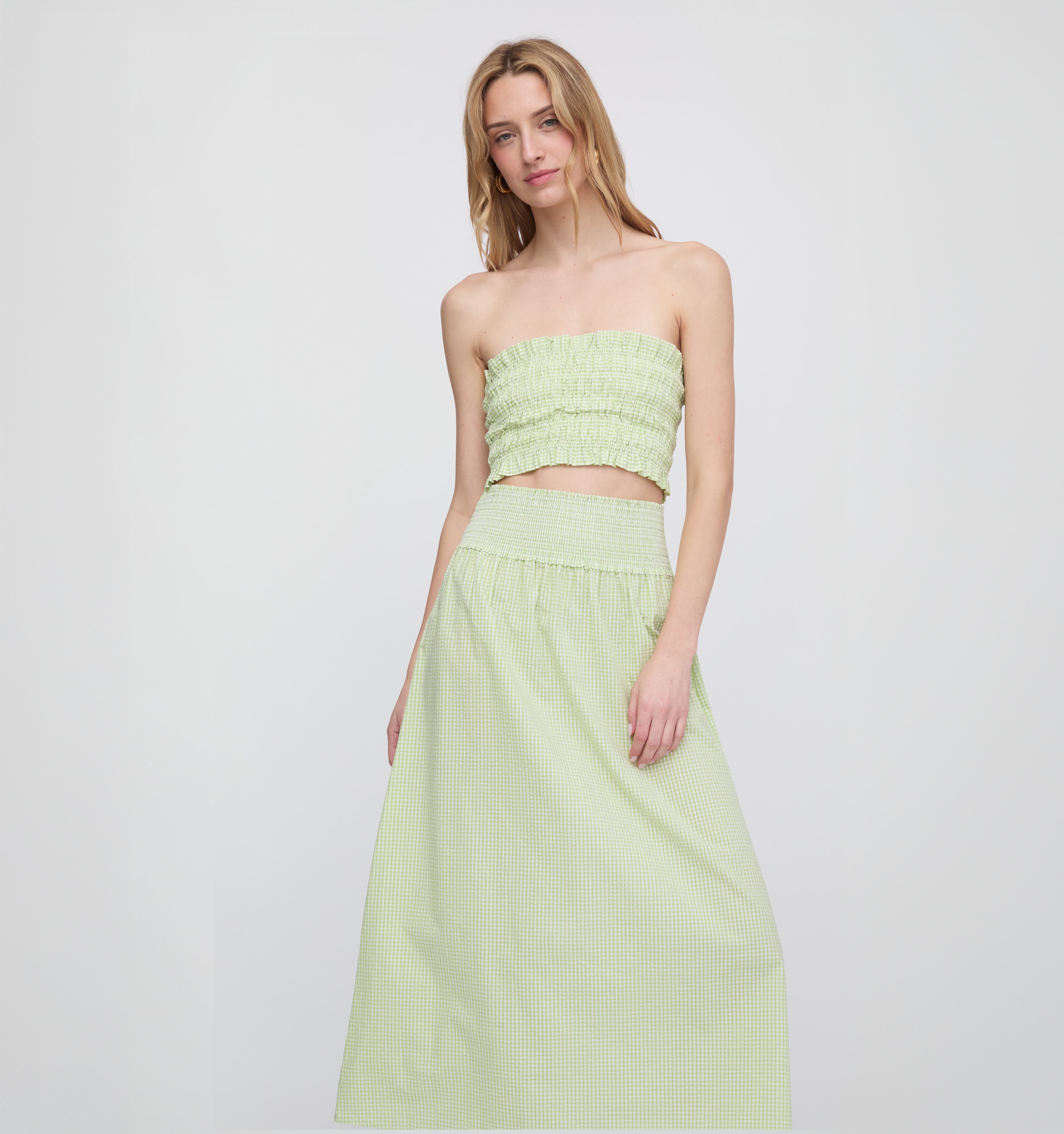 The June Nap Top - Lime Gingham