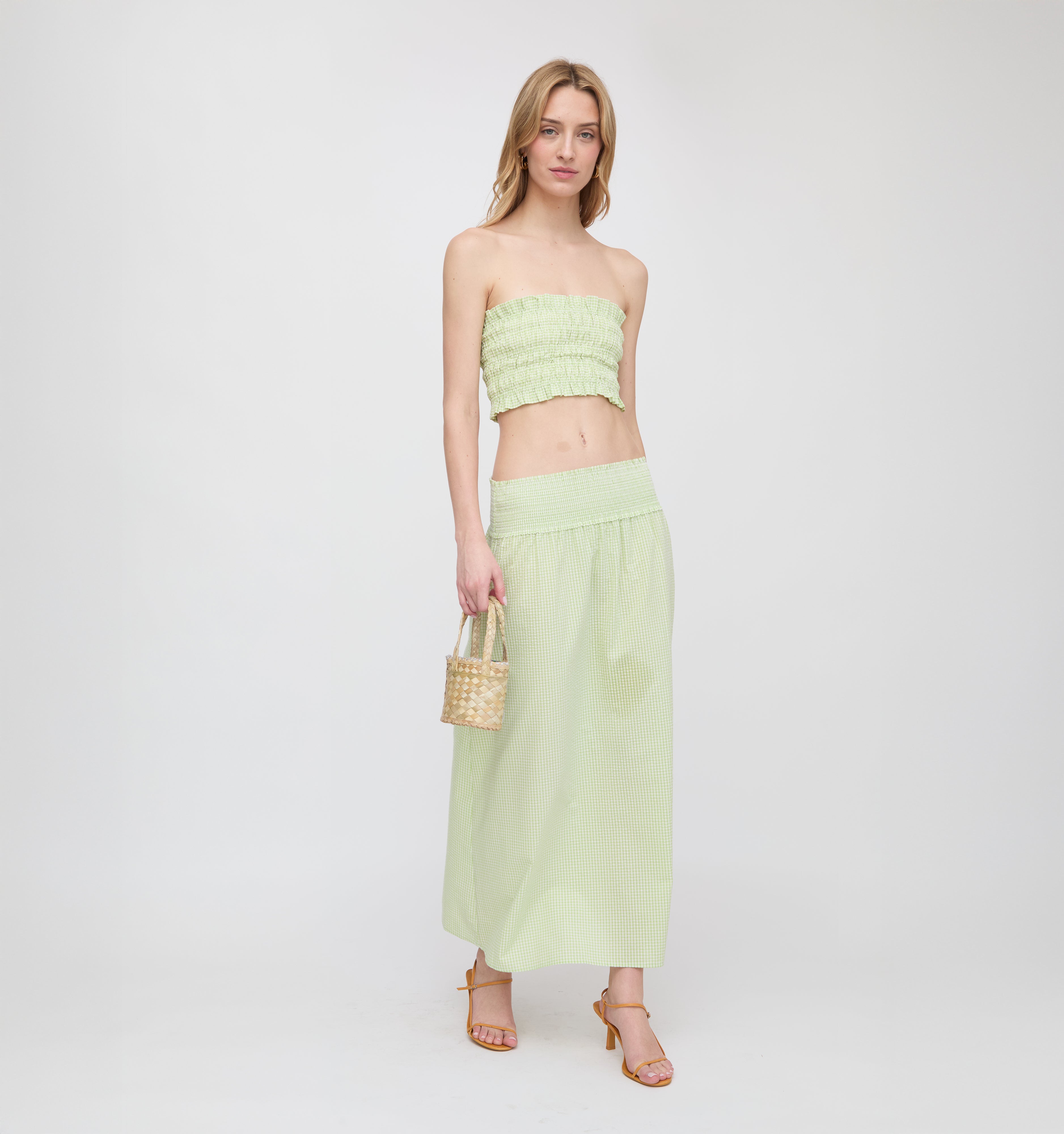 The Delphine Nap Skirt - Lime Gingham