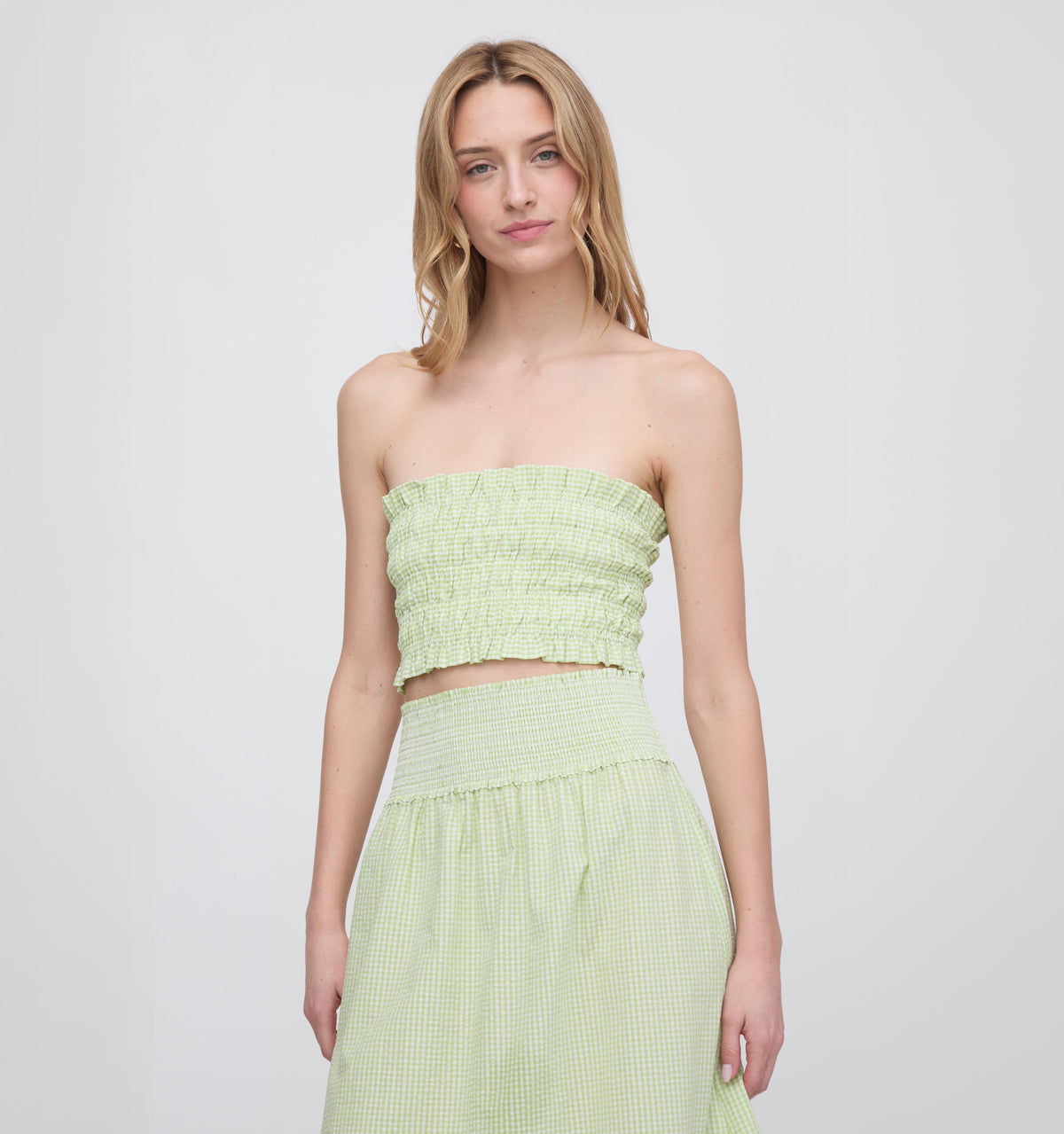 The June Nap Top - Lime Gingham