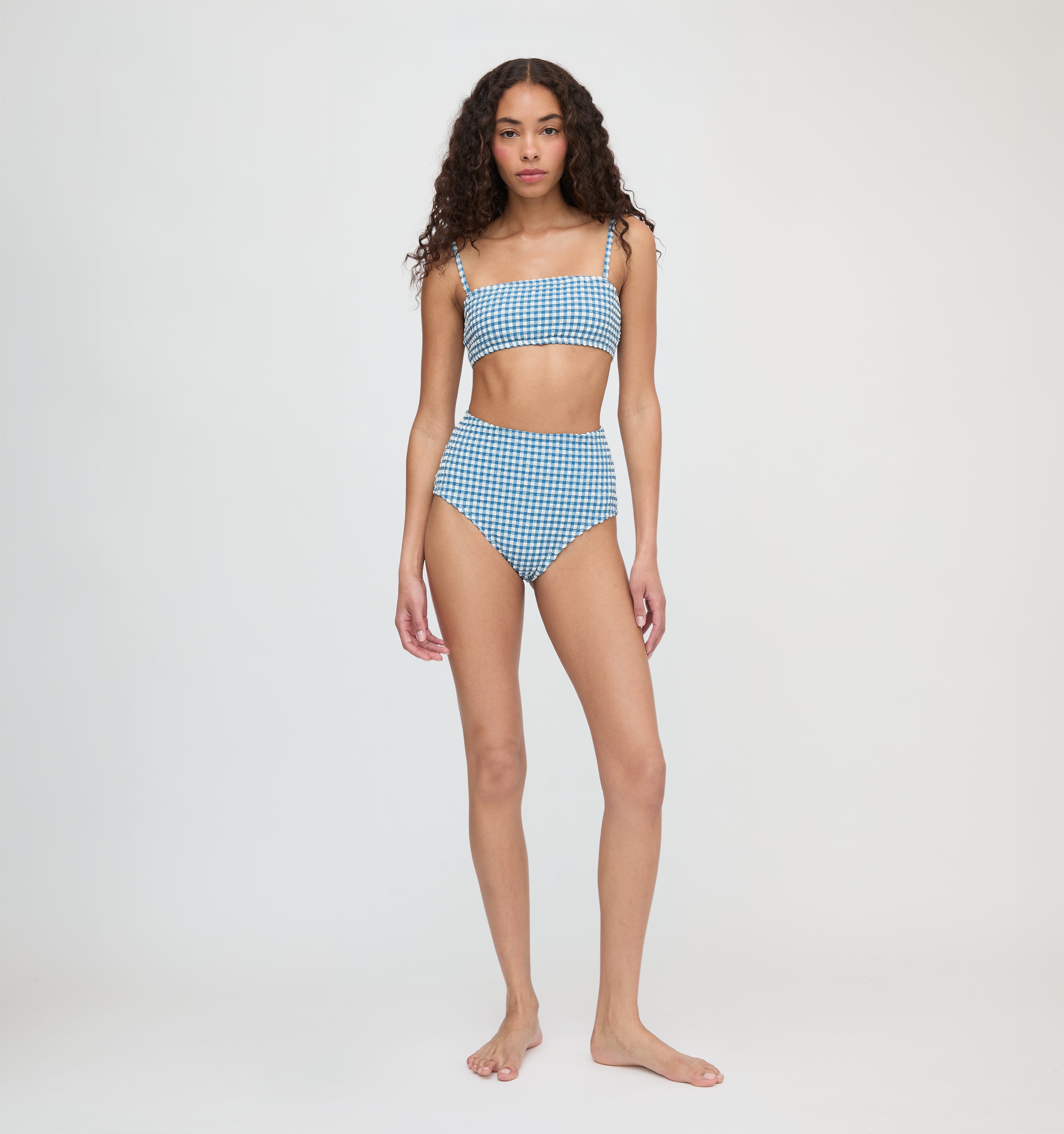 The Juno Bikini Set - Lagoon Gingham